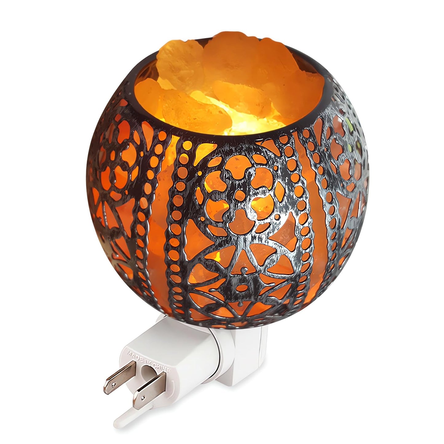 IMY King Salt Night Light,Natural Wall Light Salt Lamp with 1 Bulbs, Himalayan Rocks Salt Lamp with Spherical Metal Basket Gift（Fade-Change）
