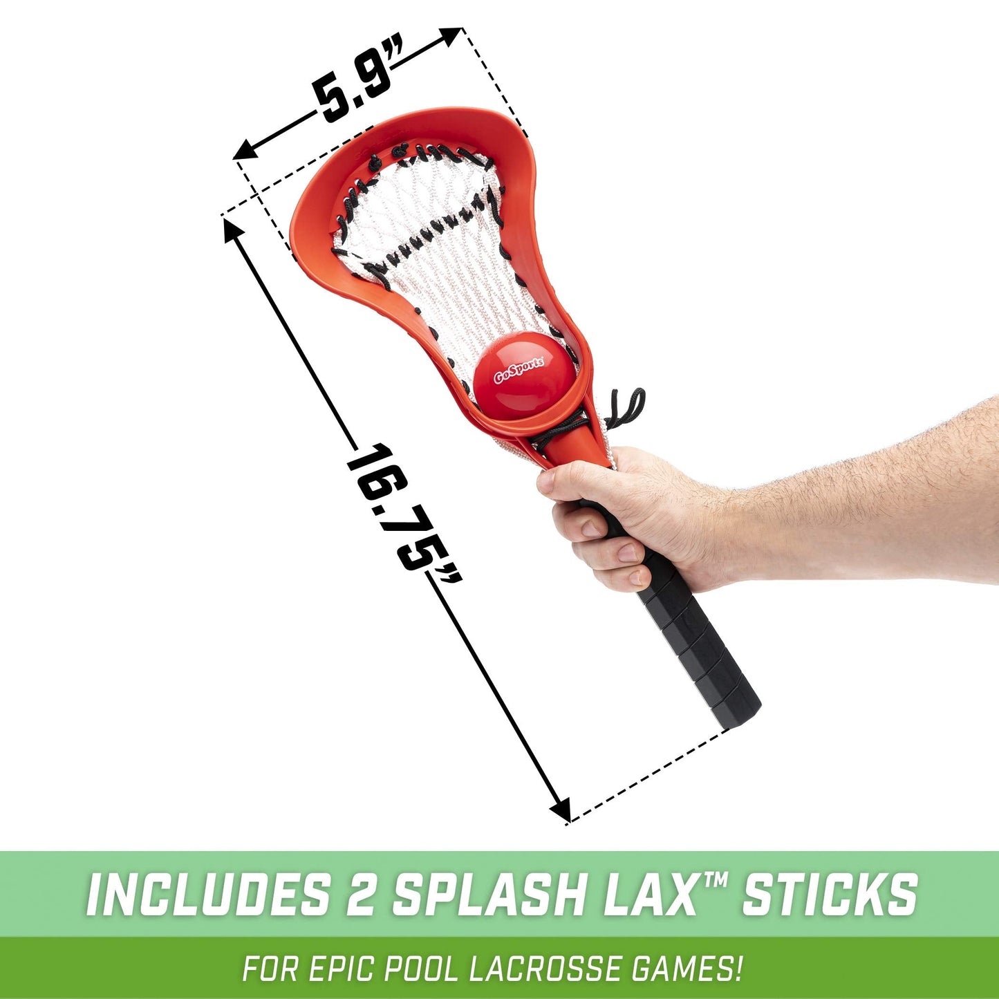 GoSports Lacrosse Floating Pool Goal Set - Includes Water Goal, 2 Sticks and 4 Soft Balls, Red