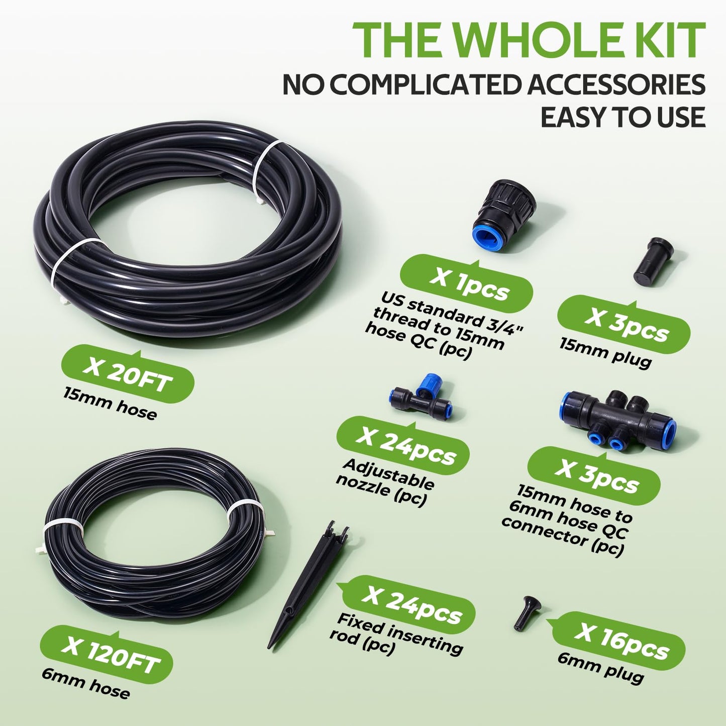HIRALIY 140FT Quick Connect Garden Watering System with Adjustable Vortex Drippers, Saving Water Automatic Drip Irrigation Kit for Raised Bed and Plants Vegetable Garden