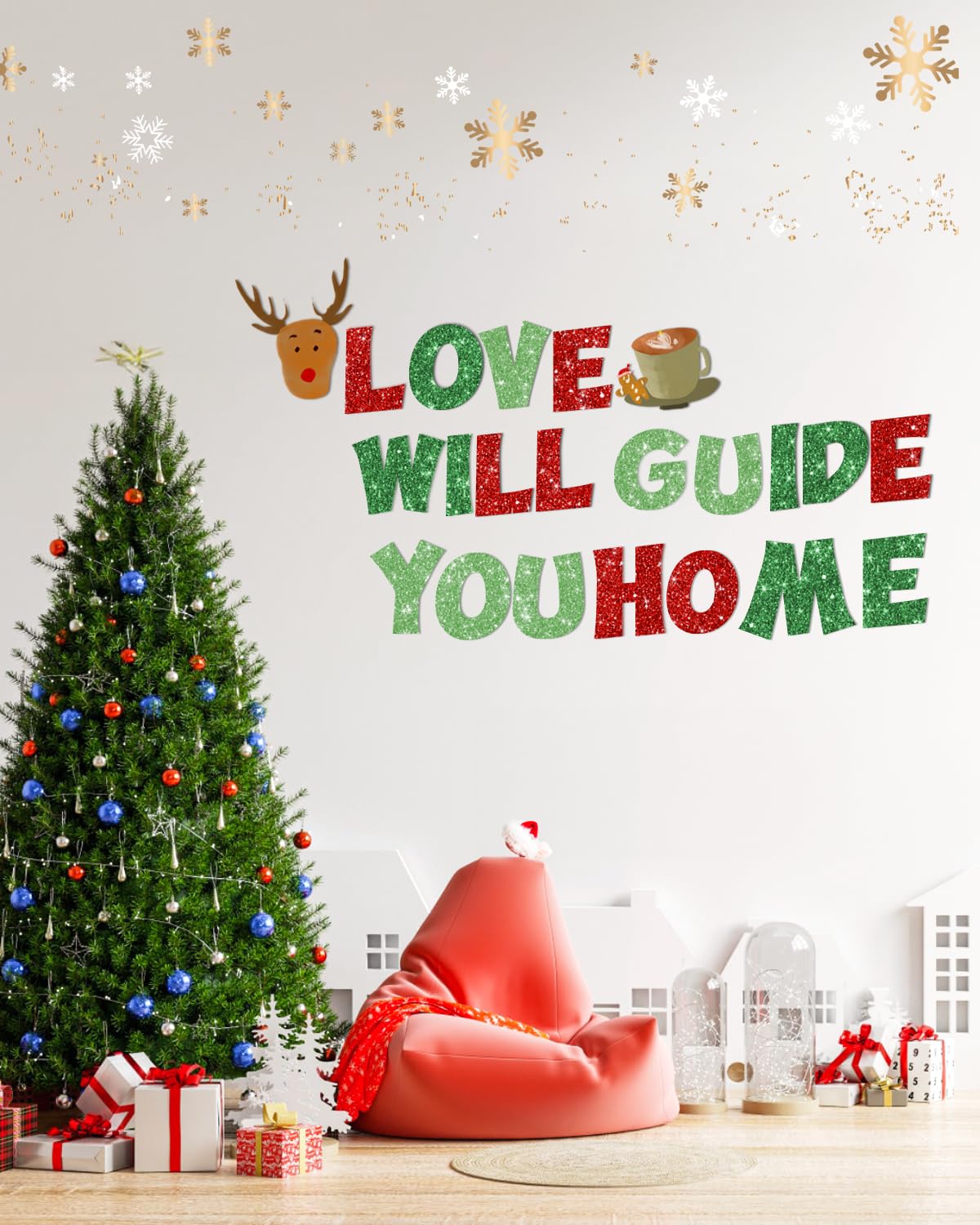 237 Pcs Christmas Glitter Bulletin Board Letters Decorations, Numbers and Punctuation 4 Inch, Alphabet Cut Out Cardboard Letters for Poster Bulletin Board Accessories for Display Decorating Supplies