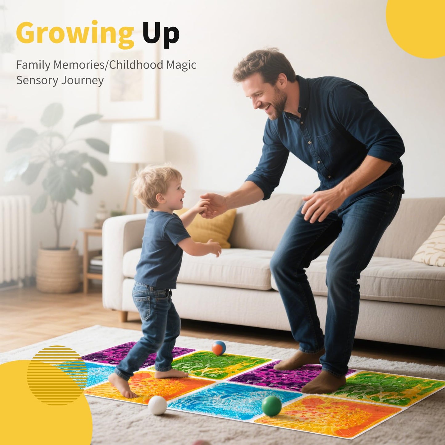 edusense Liquid Motion Floor Tiles – Interactive Sensory Play Mats for Kids, Non-Slip & Cushioned, Dynamic Visual Effects, Develop Motor Skills, Easy to Store, for Home & Classroom