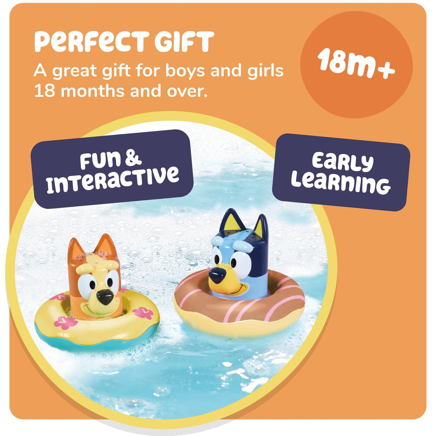TOMY Toomies Splash & Float Bingo and Bluey Water Toys - 2-in-1 Toddler Bath & Pool Play Set with Pour Cups & Water Wheels - Ages 18 Months+