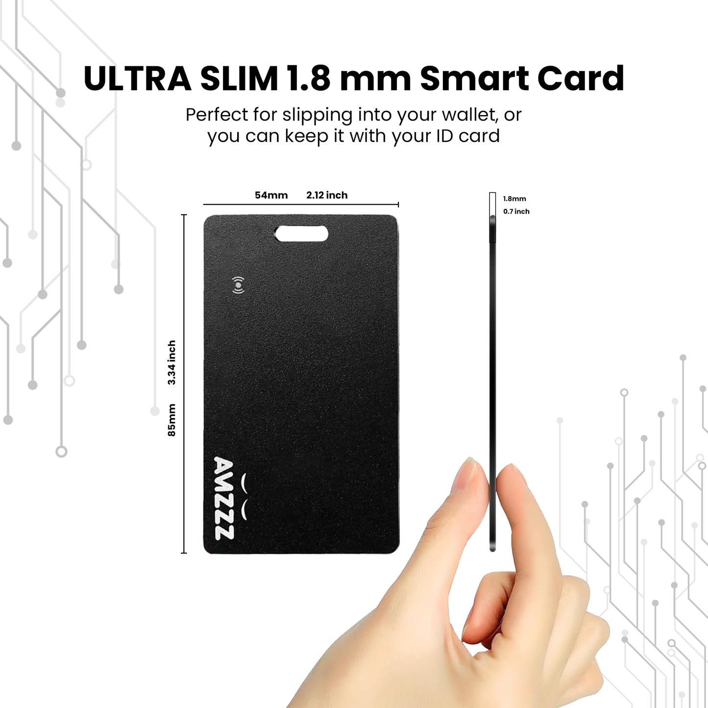 MFi Certified Wallet Tracker Card, Ultra-Slim 0.07in Rechargeable Item Finder, Compatible with Find My App (iOS Only), IP68 Waterproof Bluetooth Tracker Perfect for Wallets, Bags, Passport