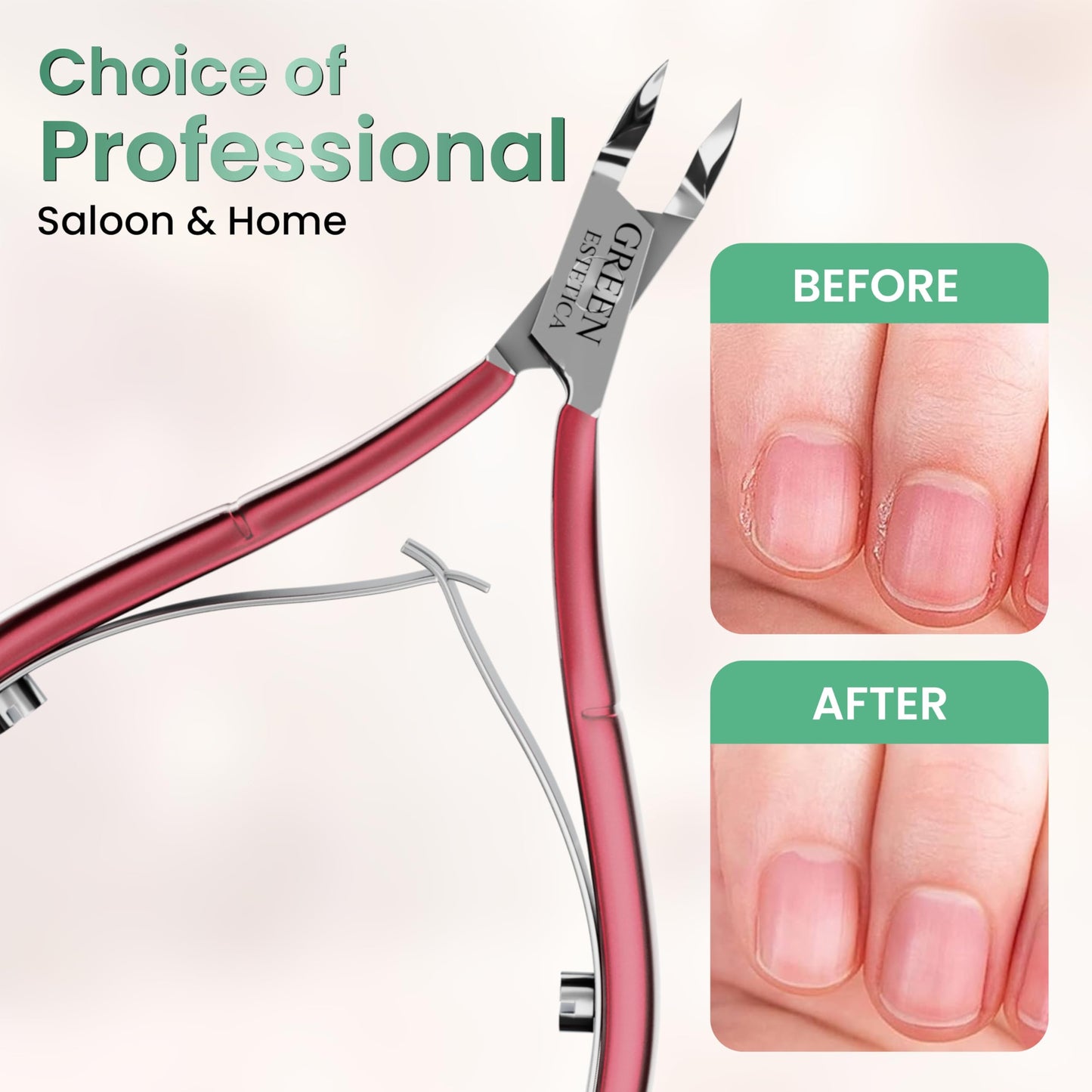 Professional Cuticle Trimmer Nail Cuticle Cutter Stainless Steel Cuticle Nippers with Sharp Blades of Cuticle Remover Clippers Manicure Tools Double Spring for Nail Care Pedicure Nail Tools (Red)