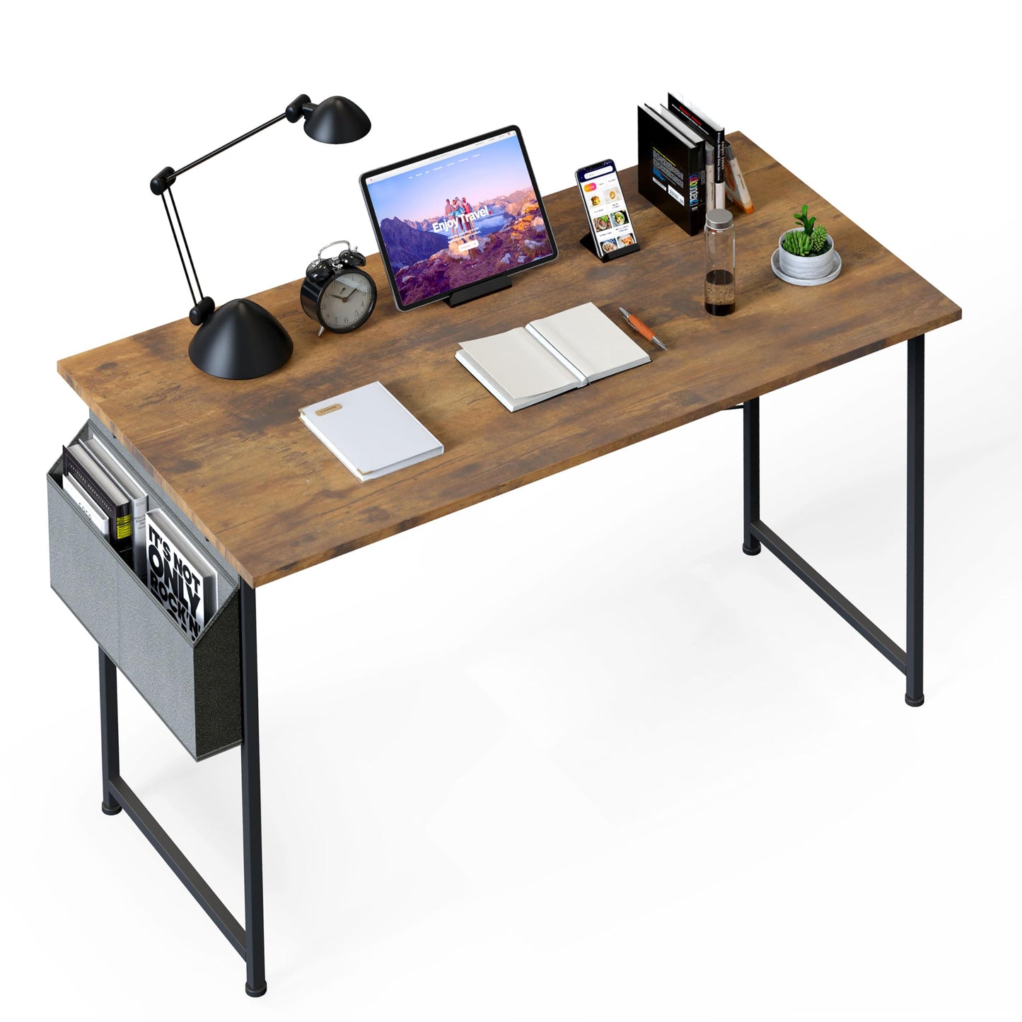 Small Space Writing Desk with Headphone Hooks, Modern Simple Design, Suitable for Study, Home Office and Living Room