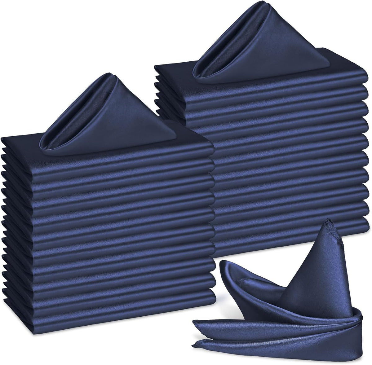Bailarina 40 Pack Navy Blue Satin Napkins,17x17 Inches Wedding Napkins Square Soft Silky Table Napkins Bulk Decorative Elegant Cloth Napkin for Party Decoration, Banquet,Wedding,Graduation