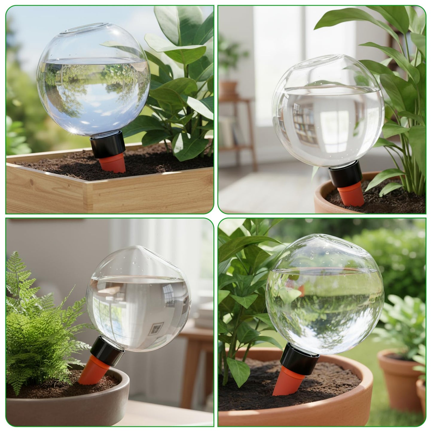 Kifmurase 6Pcs Self-Watering Globes for Indoor Plants, Automatic Watering Planter Insert, Slow Release Terracotta Planter Insert, 17.5oz Watering Bulbs with Slow Release Control Water Dripper