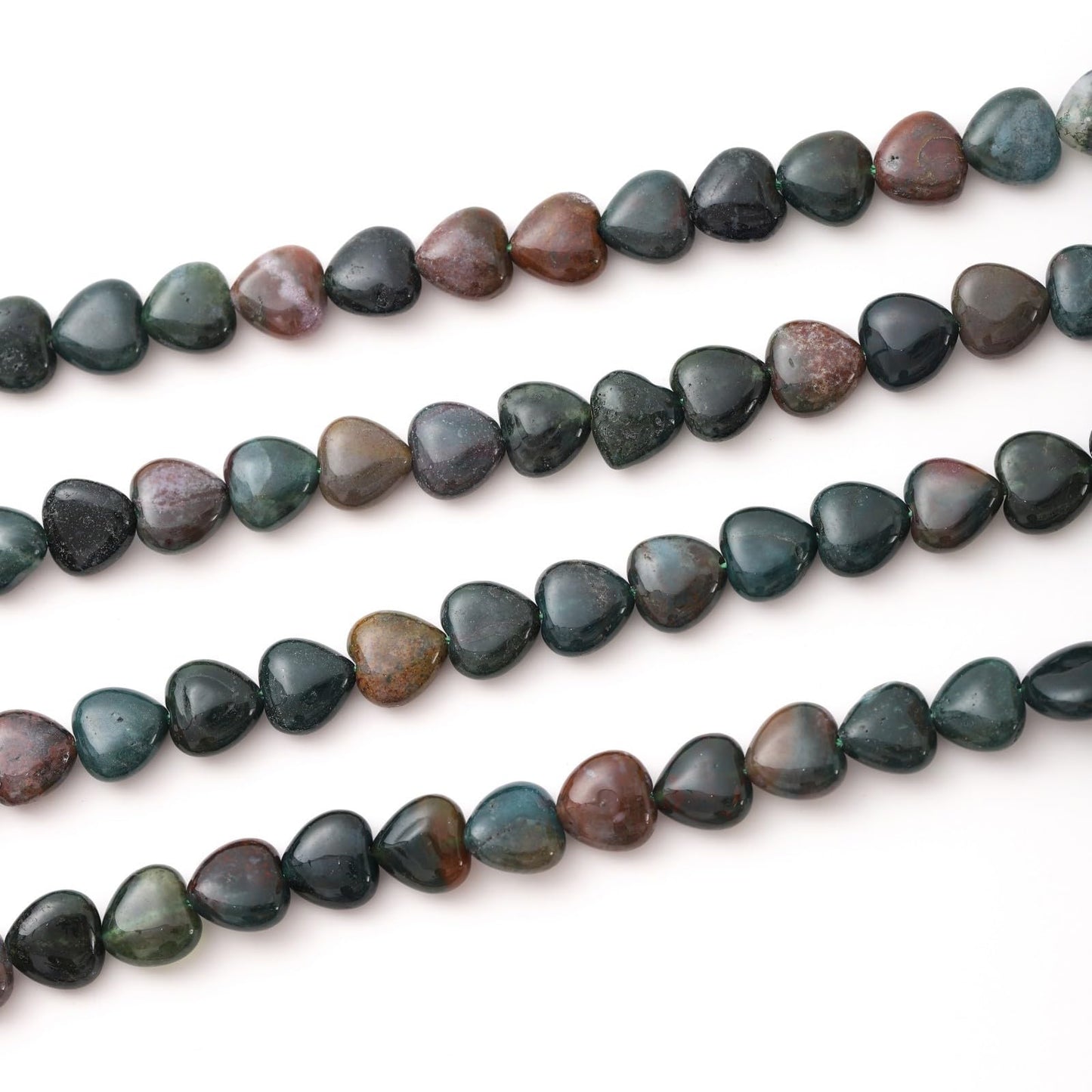 Natural Heart Shaped Indian Agate Stone Beads 10mm Loose Crystal Healing Beads for DIY Necklace Bracelet Making Gemstone Craft Supplies