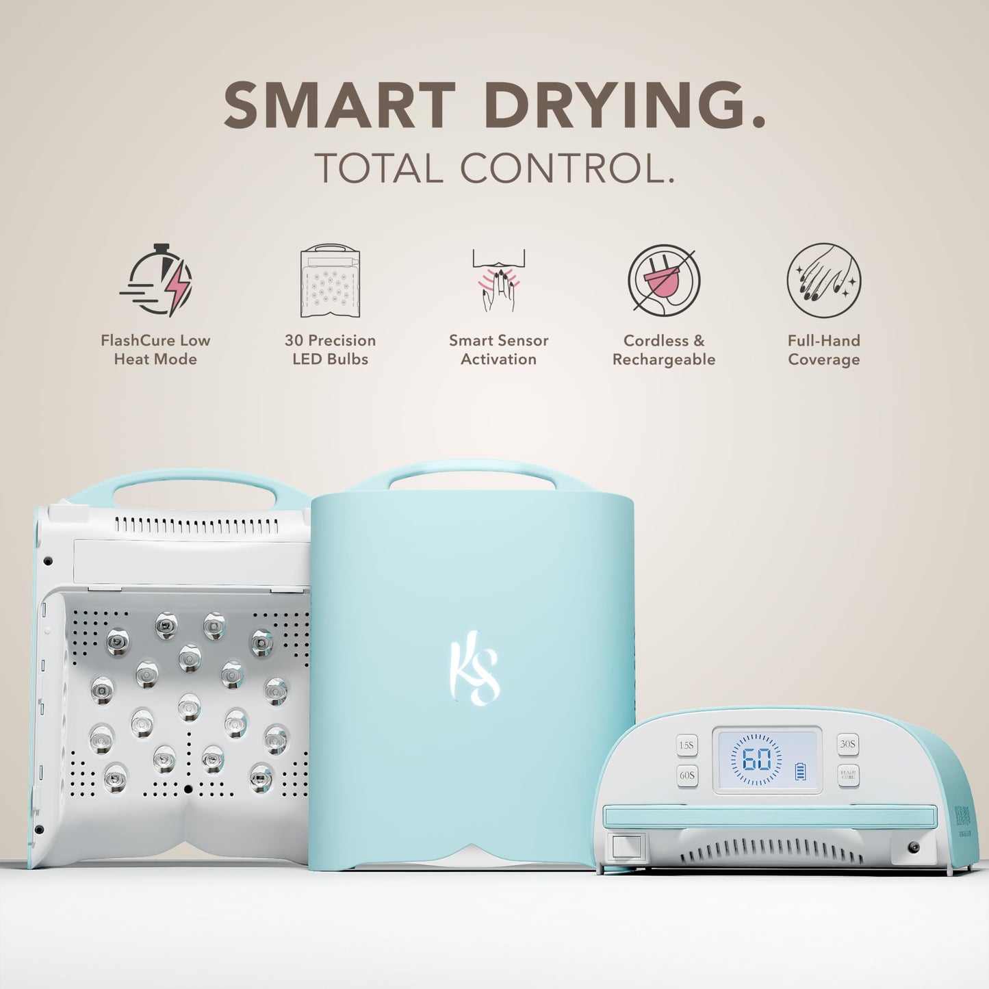 KIARA SKY UV Nail Lamp, LED Nail Lamp, Cordless & Rechargeable Nail Dryer Flash Cure UV Light for Gel Nail Polish - Beyond Pro Vol III, Matte Blue