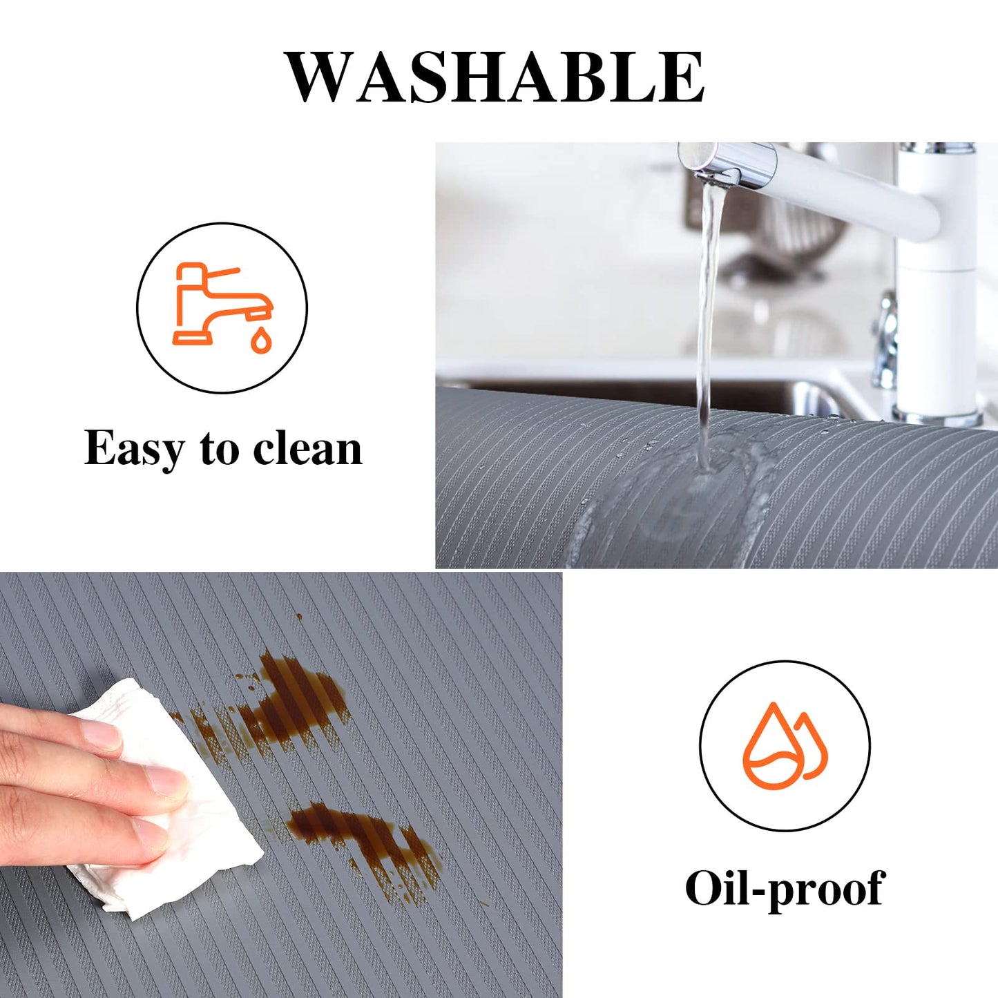 Mcrbeay Shelf Liner Non Adhesive, Washable Cabinet Liners for Shelves, Waterproof Durable Non-Slip Drawer Liners for Kitchen Cabinets, Cupboard, Pantry, Gray 12" X 20'