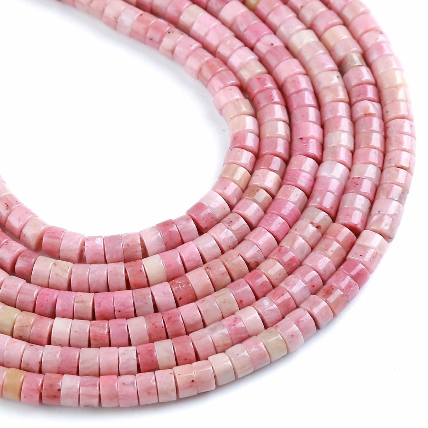 150pcs 2x4mm Natural Rhodochrosite Tube Shape Beads Loose Flat Round Cylinder Flat Spacer Green Stone Beads for Bracelet Earrings Jewelry Making