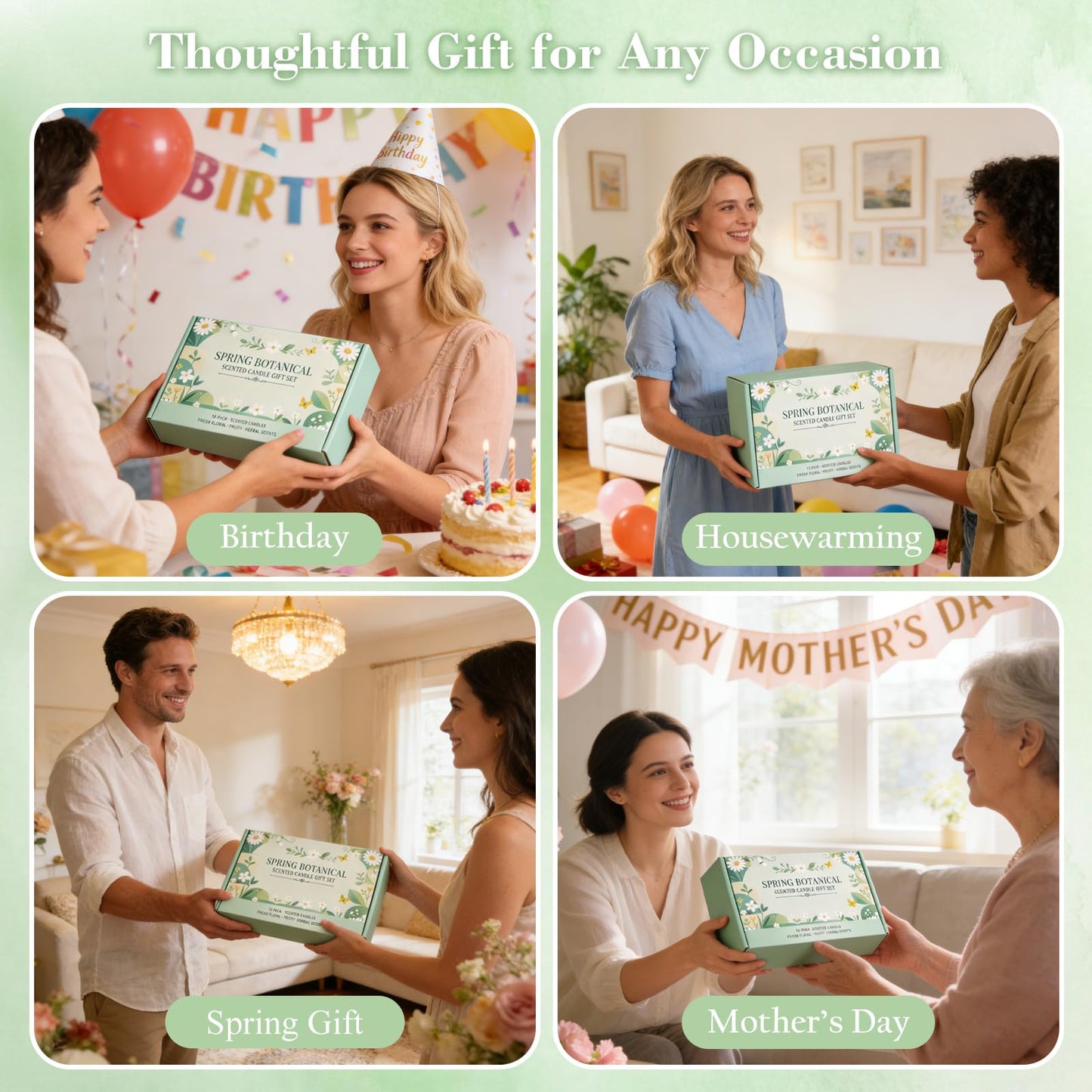 Scented Candle Gift Set - 12 Pack Candles for Home Scented, 300-Hour Long-Lasting Soy Wax Aromatherapy Candles with Lead-Free Cotton Wicks, Ideal for Spring Home Décor & Birthday Gifts