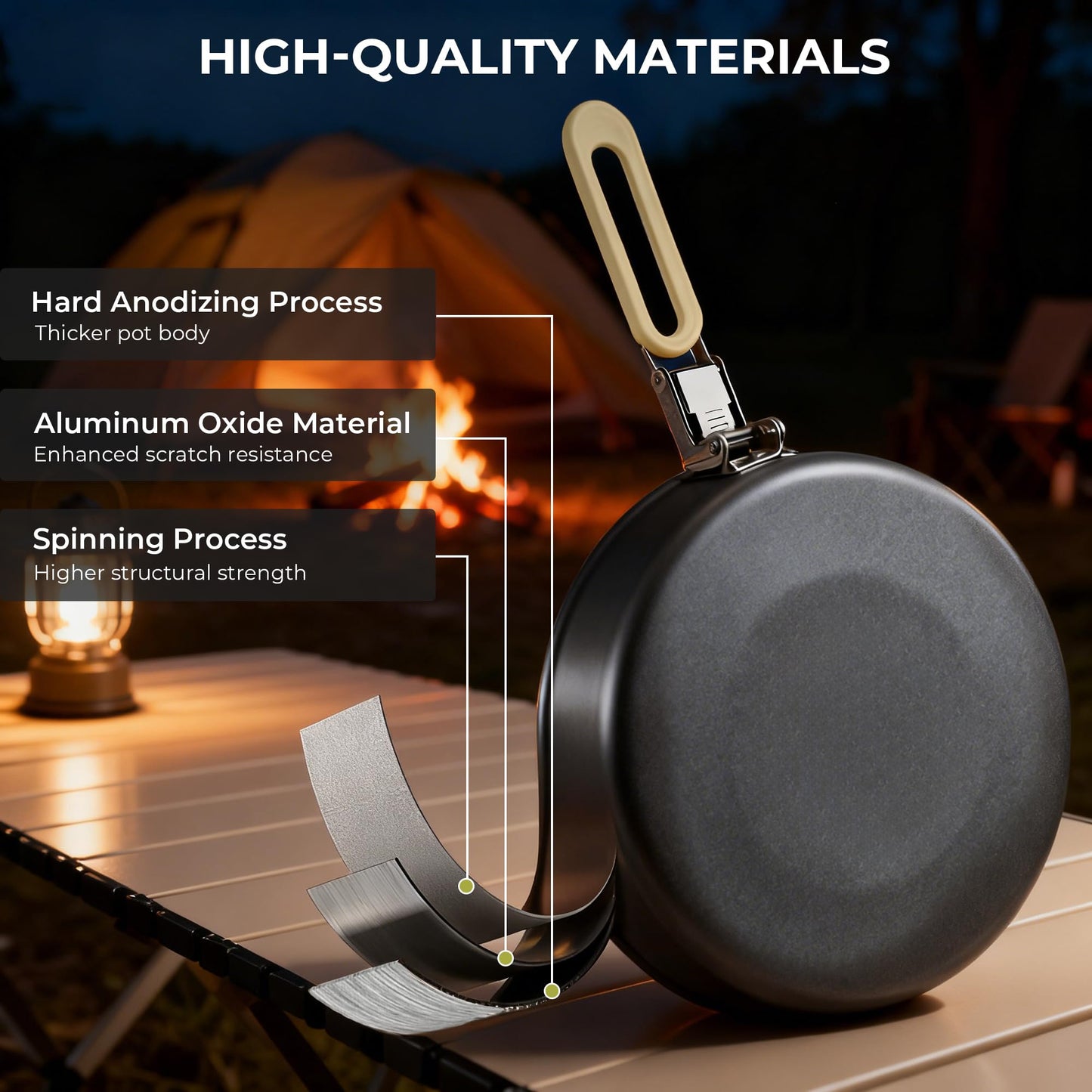 Alocs Camping Cookware, Portable Non-Stick Camping Pan Set with Enhanced Handle, Ideal for Outdoor Kitchen, Picnic, Hiking and Fishing
