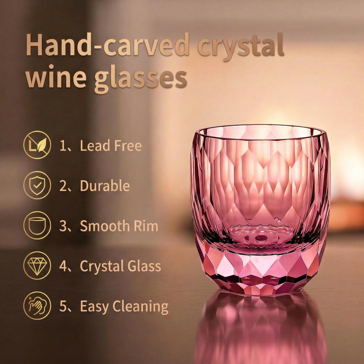 LUMYYNE Diamond Cut Faceted Crystal Whiskey Glass, 6 oz Rocks Glass, Old Fashioned Glass for Bourbon Scotch, Heavy Base Classic Barware Gift for Dad