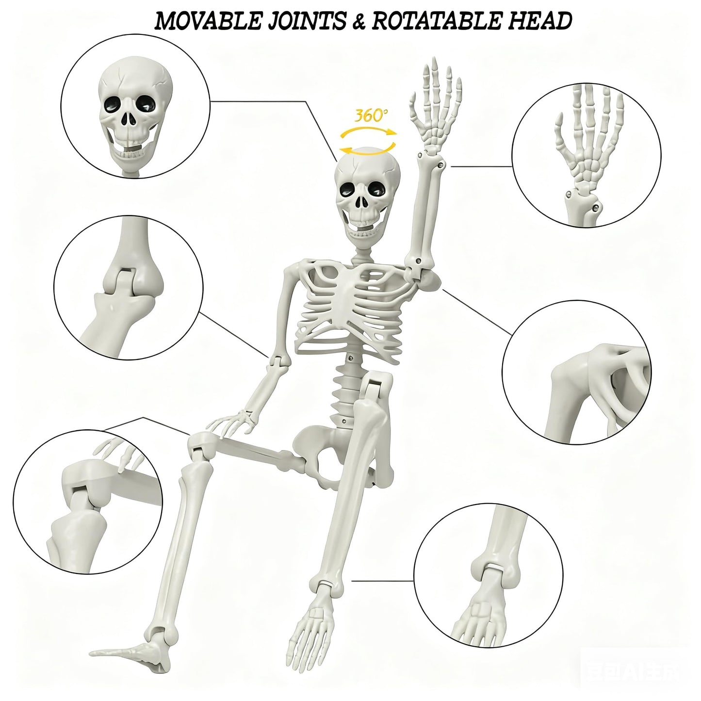 LUKBERA 2 Pack 3 ft Halloween Skeleton Posable, 36” Full Body Human Skeleton with Movable Joints for Halloween Haunted House Graveyard Party Scary Indoor Outdoor Decor