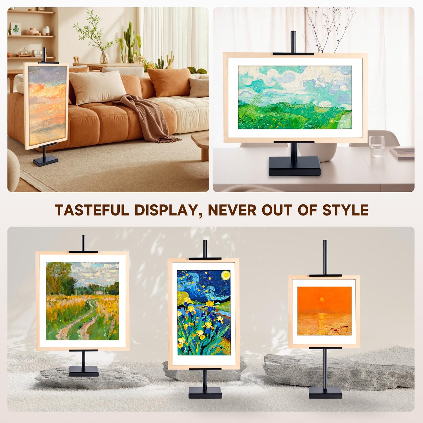 Adjustable Tabletop Easel Stand for Picture Frames up to 29" H - Metal Frame Holder Stand for Sign, Artwork, Canvas Display - Compact Black Small Easel Stands for Home Office Galleries (Black)