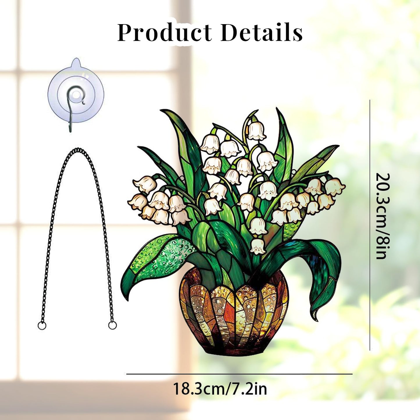 Acrylic Hanging Potted Plant for Window Doors Home Decoration，Sun Catchers for Windows Hanging，Valentine's Day Mother's Day Birthday Gifts(TYU728)