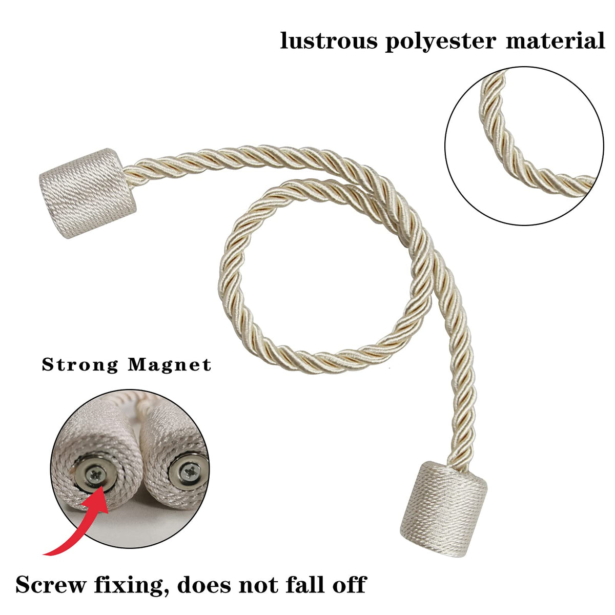 Magnetic Curtain Tiebacks Holdbacks Decorative Tie Backs for Windows Porlau (4 Count)