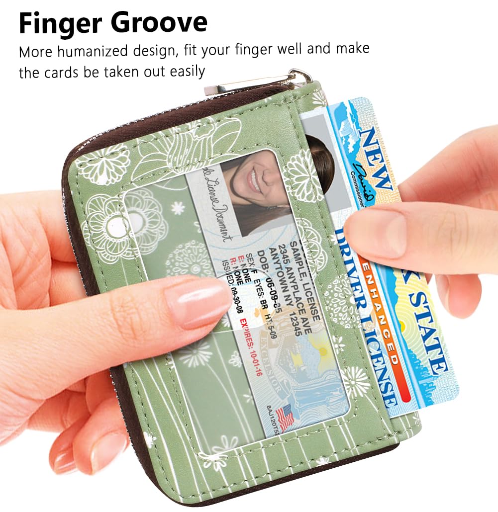 FurArt Zipper Wallet Women, RFID Blocking Credit Card Wallet, Business Card Holder, Compact Size KeyChain Wallet