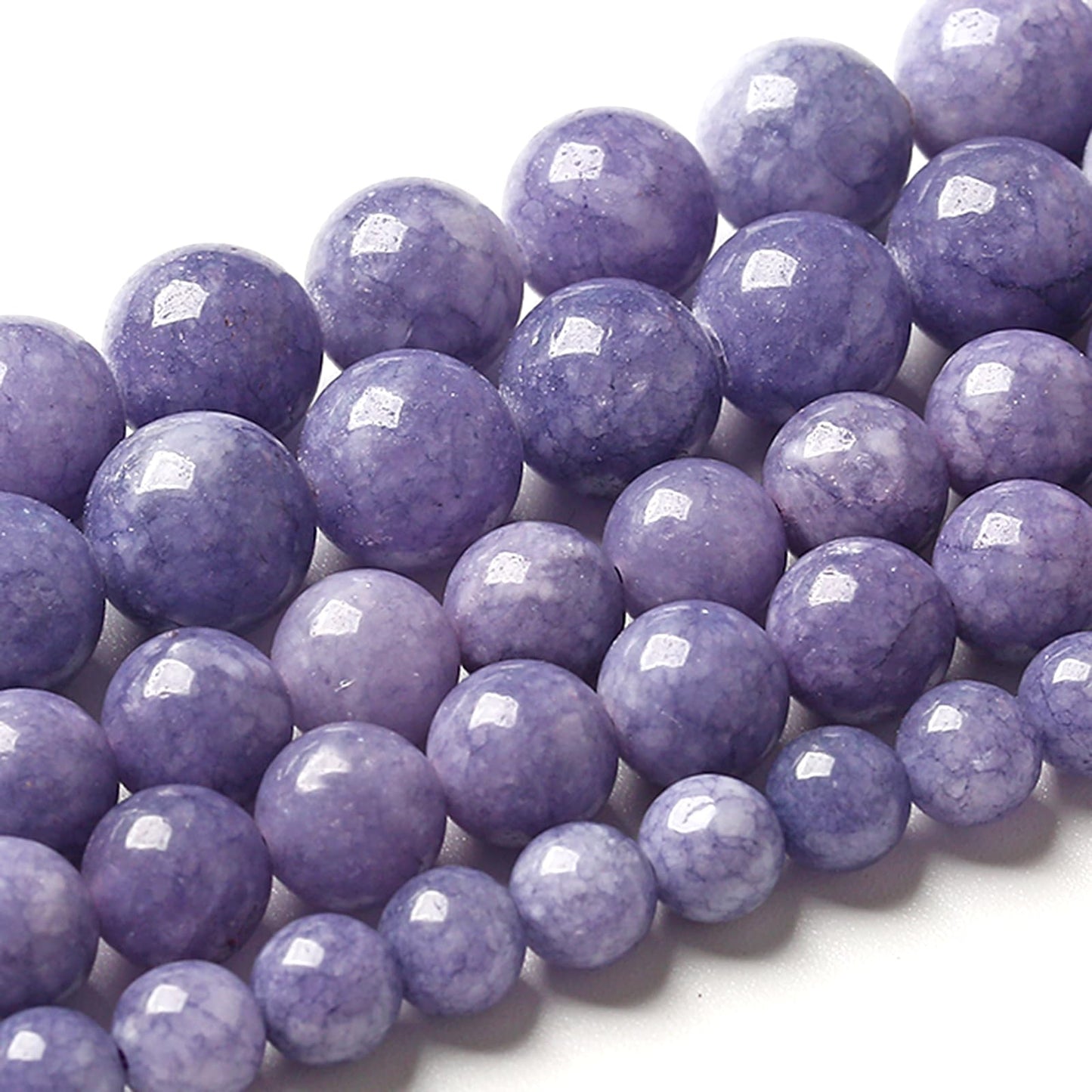 10MM Lavender Purple Chalcedony Natural Stone Round Loose Beads for Jewelry Making and Crafting 72pcs 2 Strands 32"