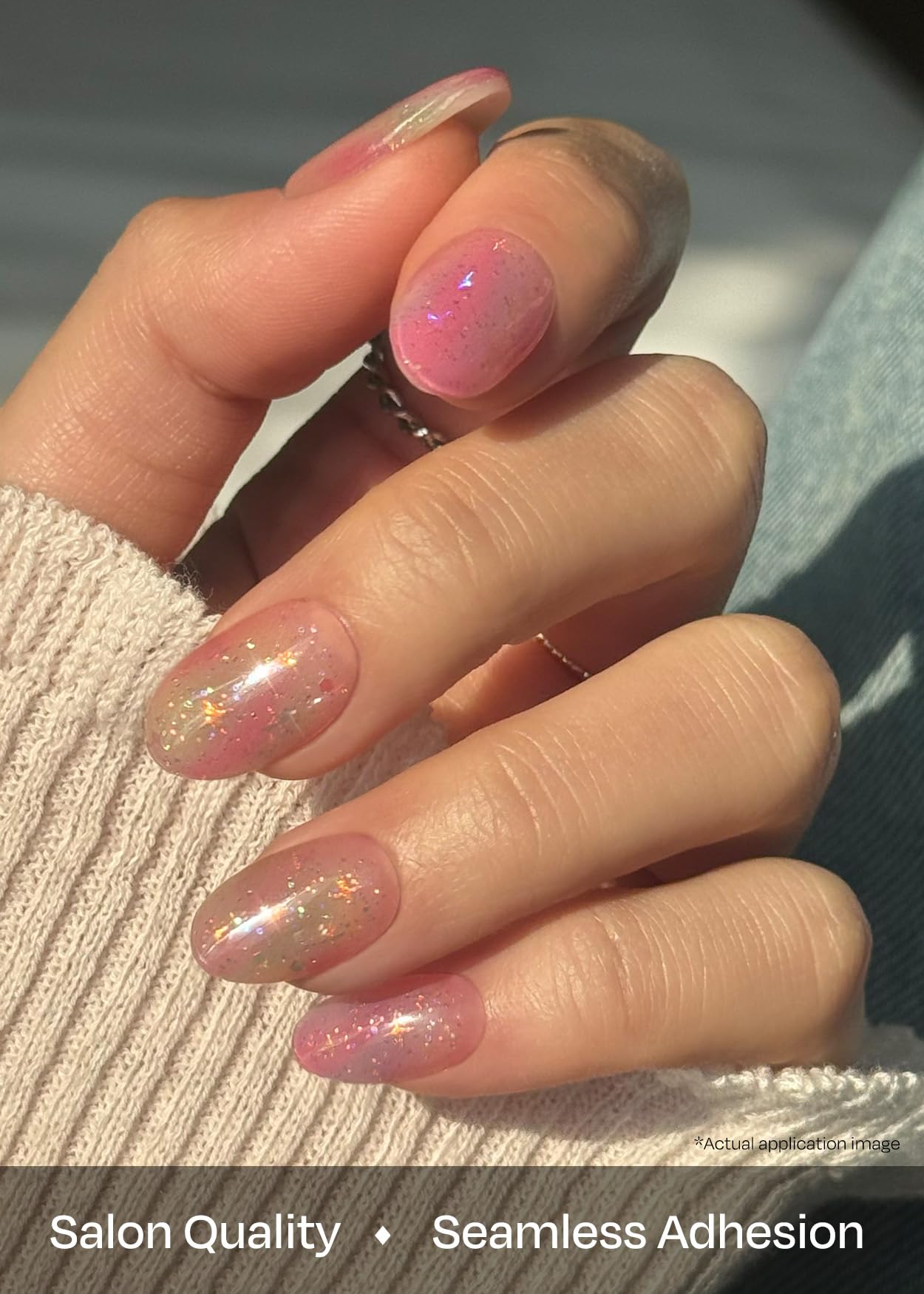 ohora Semi Cured Gel Nail Strips (N Rainbow Bomb) - Rainbow, Ombre, Works with Any UV/LED Lamps, Salon-Quality, Long Lasting, Easy to Apply & Remove - Includes 2 Prep Pads, Nail File & Wooden Stick