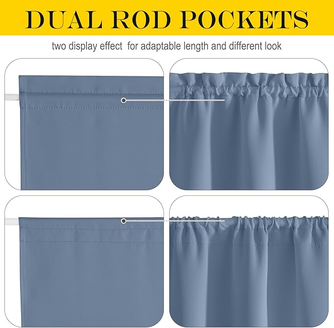 NICETOWN Blackout Side Door Curtains, Front Door Curtains for Small Window, Privacy Shades for Sidelight, Thermal Insulated Window Covering, Stone Blue, 1 Panel, W12 X L40 Inches Long