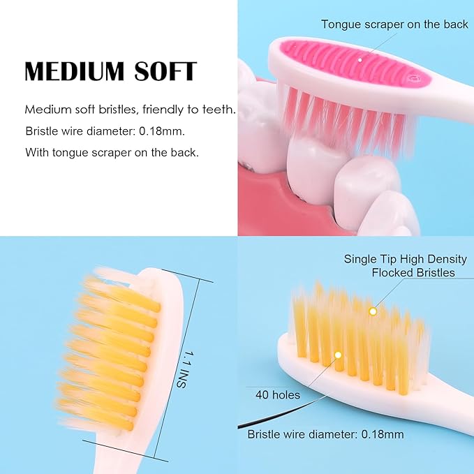 EasyHonor Folding Toothbrush Bulk,Soft Potable Size, Individually Wrapped,for Travel Camping School Home Supplies.(20 Pcs)