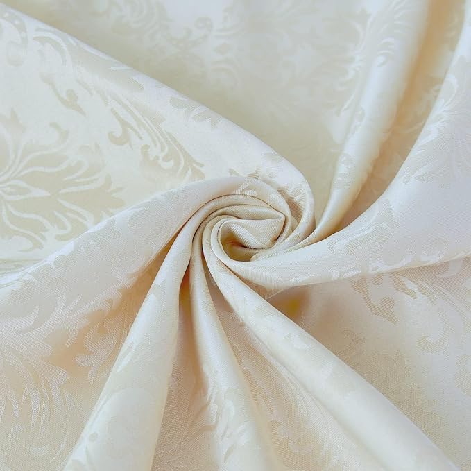 SASTYBALE Rectangle Tablecloth Beige Damask Table Cloth Jacquard Spill Proof Wrinkle Resistant Soft Polyester Oblong Table Cover for Kitchen Parties(60 * 84 Inch)