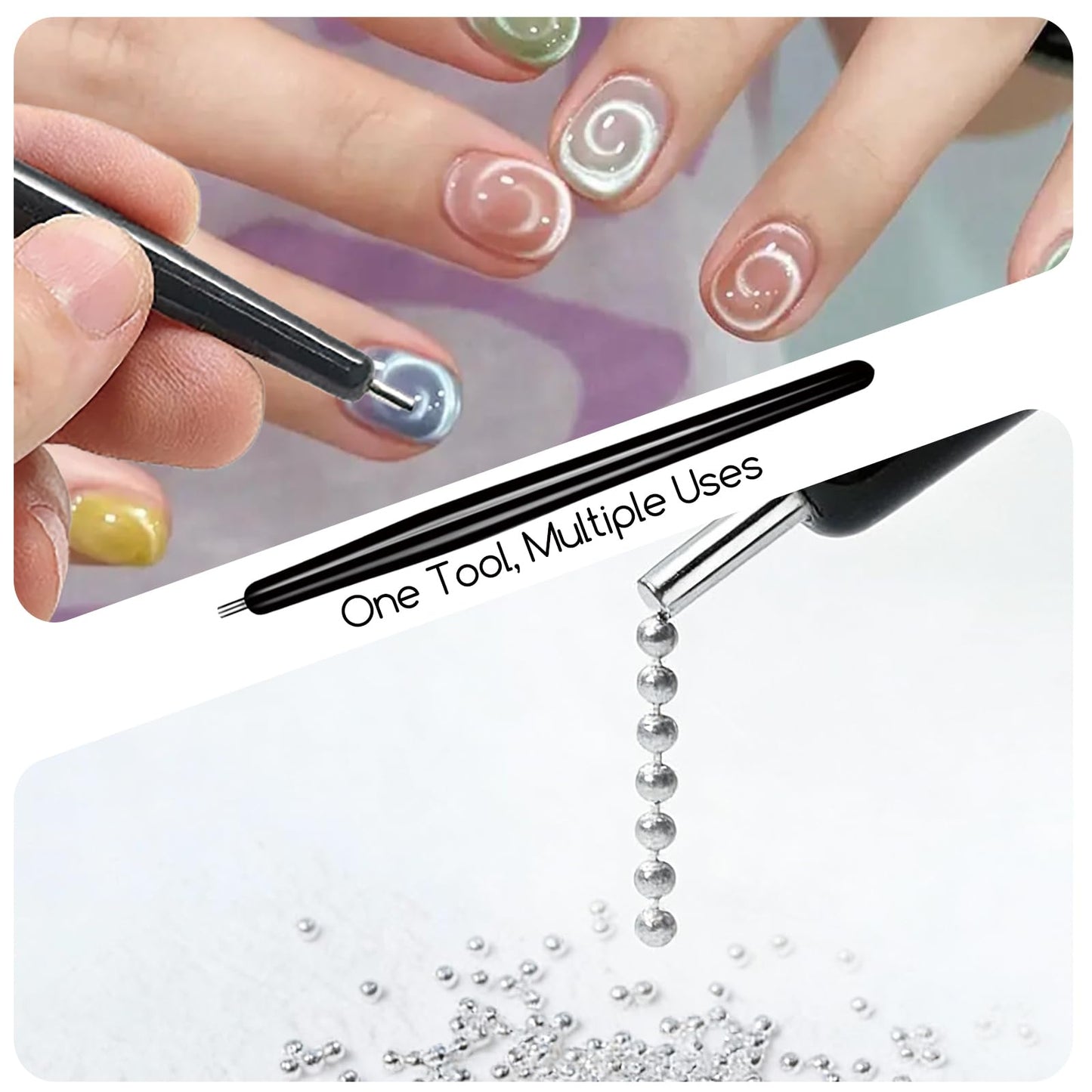 YECIRALA 14Pcs Cat Eye Magnet For Nails Magnet Tool Set With 2 Pcs Y-Shape Iron Molds, 14 Uniquely Shaped Nail Magnet For Nails Strong Magnetism Cylinder Cat Eye Gel Nail Polish Magnet Sticks Tools
