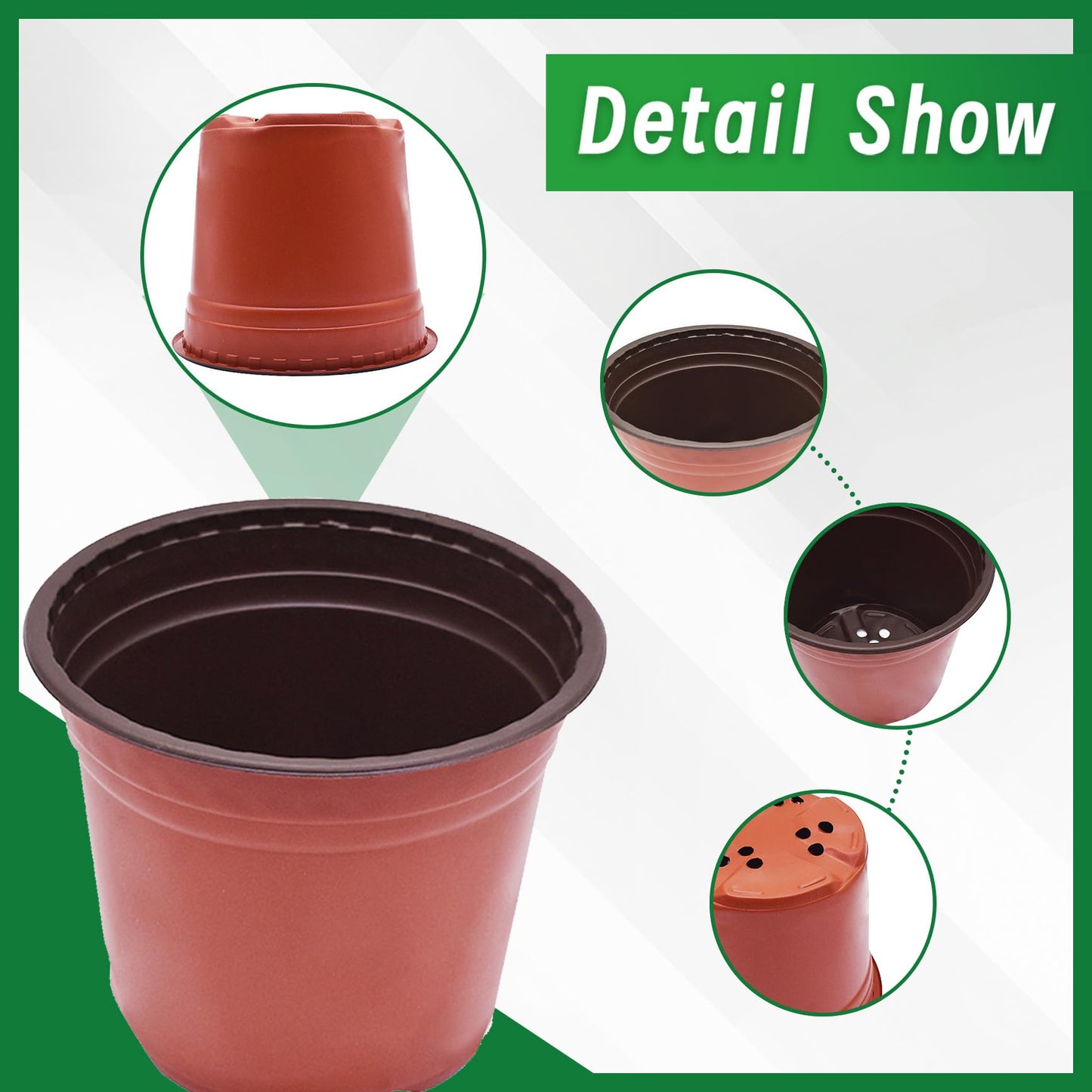 YSMN 8 Inch Nursery Pots 100pcs Plastic Bowl for Seed Starting Succulent Flower Planting Multipurpose Plant Container