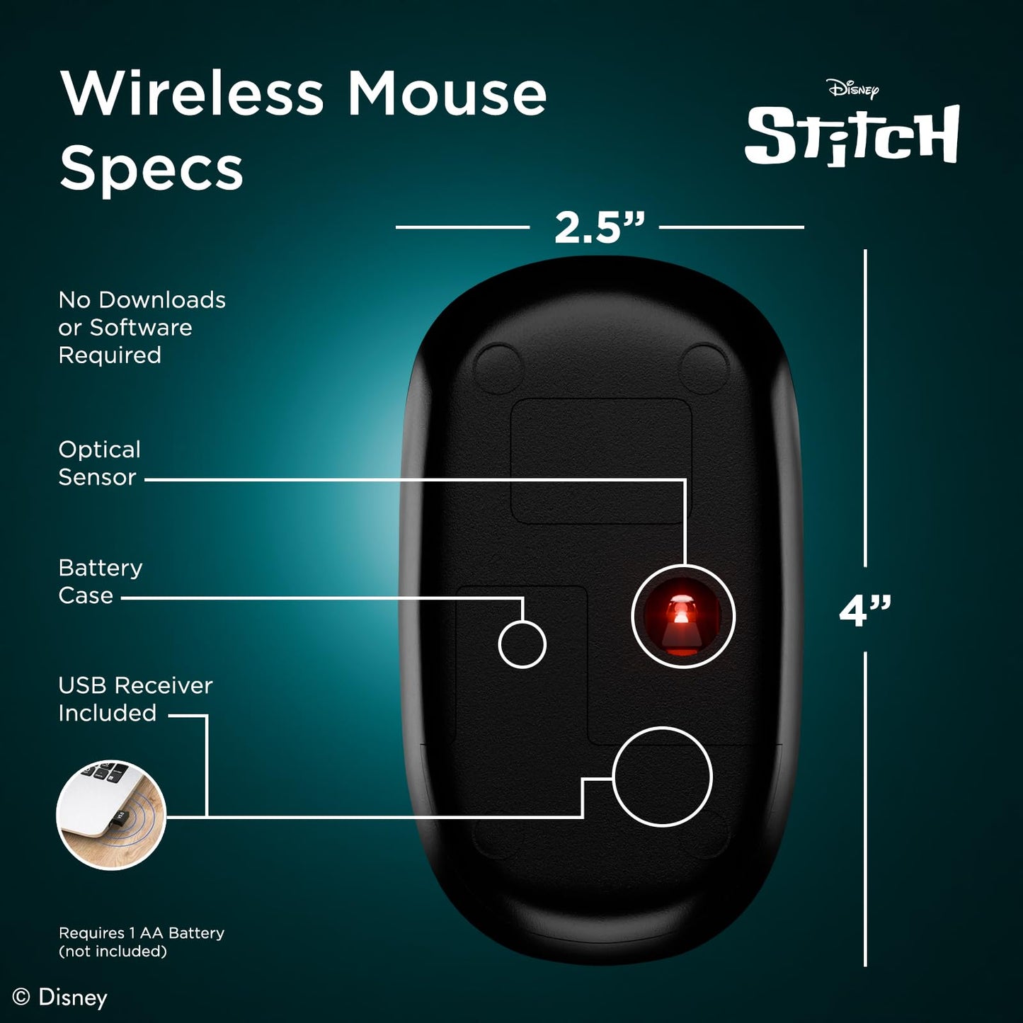 iJoy Disney Lilo and Stitch Wireless Mouse, Bluetooth Ergonomic Mouse Computer Accessories for Laptop Computer or Mini PC and Stitch Gifts for Women, Men, and All Fans of Stitch Stuff