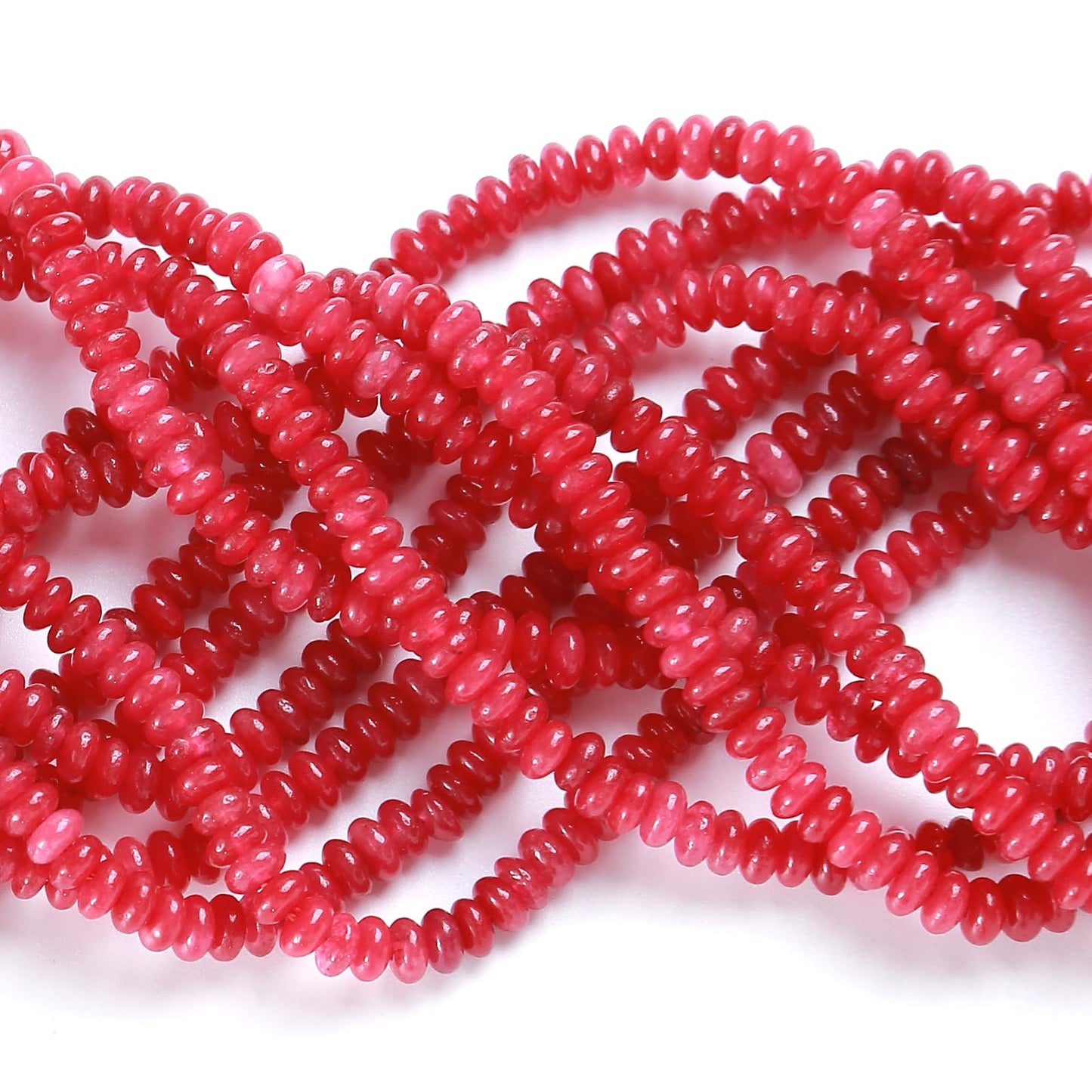 150PCS 2x4mm Natural Red Jade Stone Rondelle Beads Abacus Disk Stone Beads Round Loose Spacer Gemstone for DIY Bracelet Necklace Jewelry Making