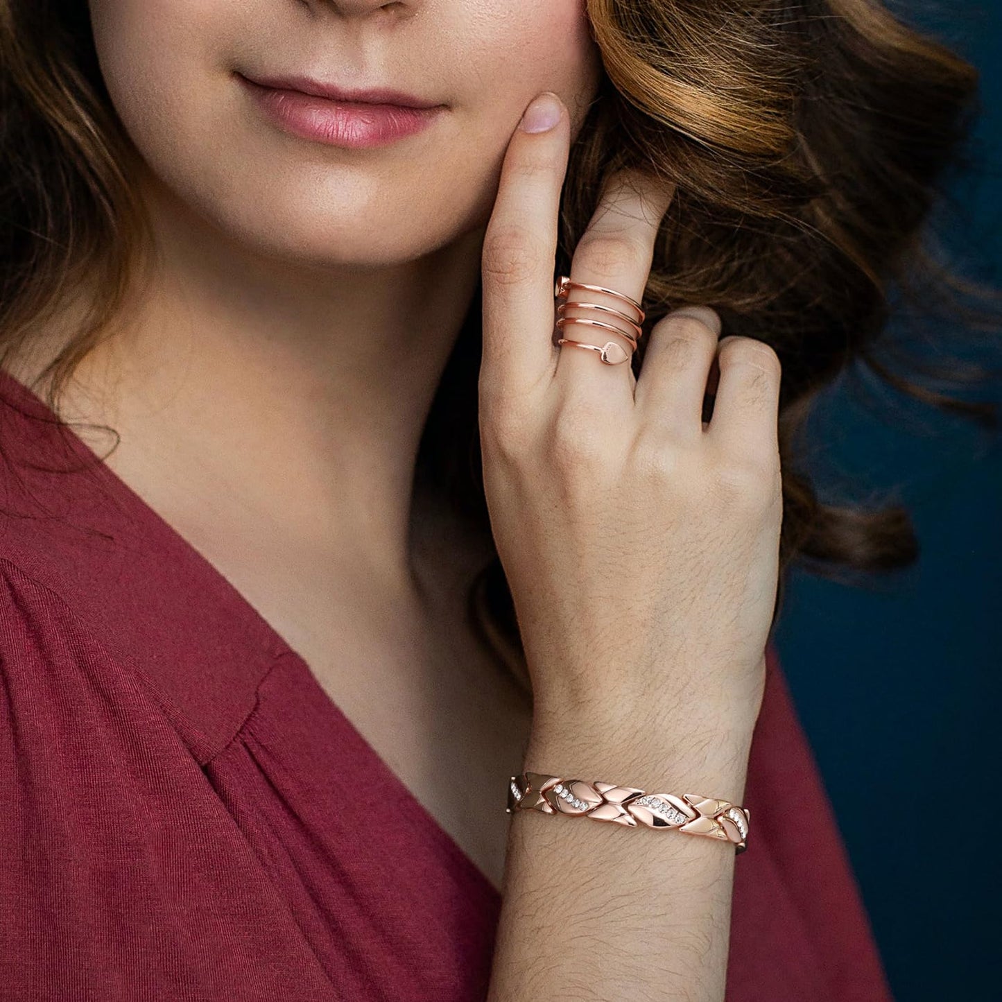 Jecanori Copper Magnetic Bracelets for Women,Adjustable 99.9% Solid Copper Bracelets,Valentine's Day Gifts Magnetic Jewelry with Sizing tool