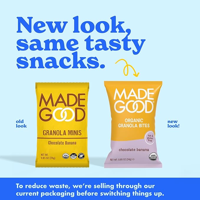 MadeGood Chocolate Banana Granola Bites, 28 Count, Organic and Delicious Snacks