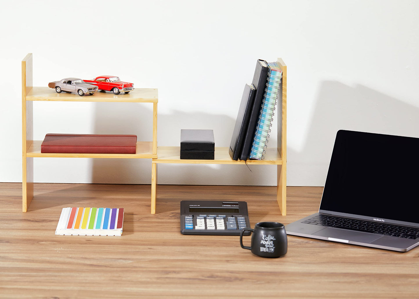 RoyalHouse Natural Bamboo Desktop Organizer, Attractive Design, Stand Shelf for Books, Accessories and More, Home D?cor, Ideal Gift for Family & Friends