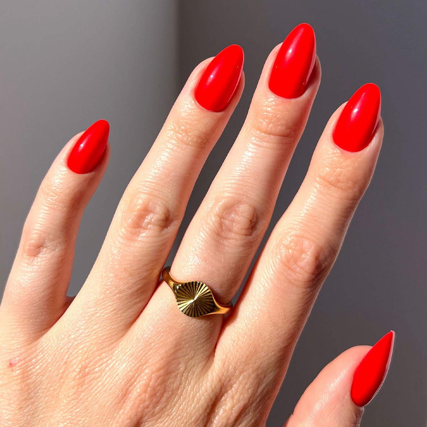 Glamnetic Press-On Nails Bundle - Fiery & Classic Red, Midnight Blue | Bright Fake Nails | Cool Toned Timeless Red False Nails | Dark Navy Blue Nails | Three sets of short almond opaque nails