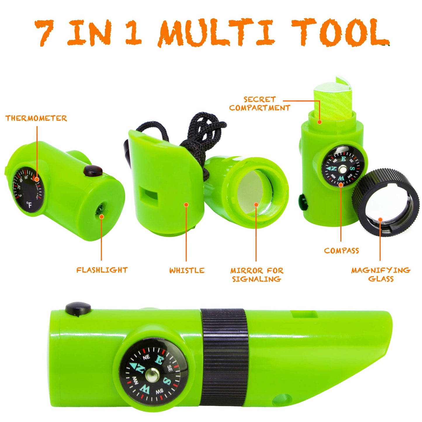 Kidz@Play Bug Hunting Kit, Green Safari Vest, Hat, Binoculars, Lg. Butterfly Net, Bug Container, Whistle, Flashlight, Magnifier, Thermostat, Compass, Age 3+