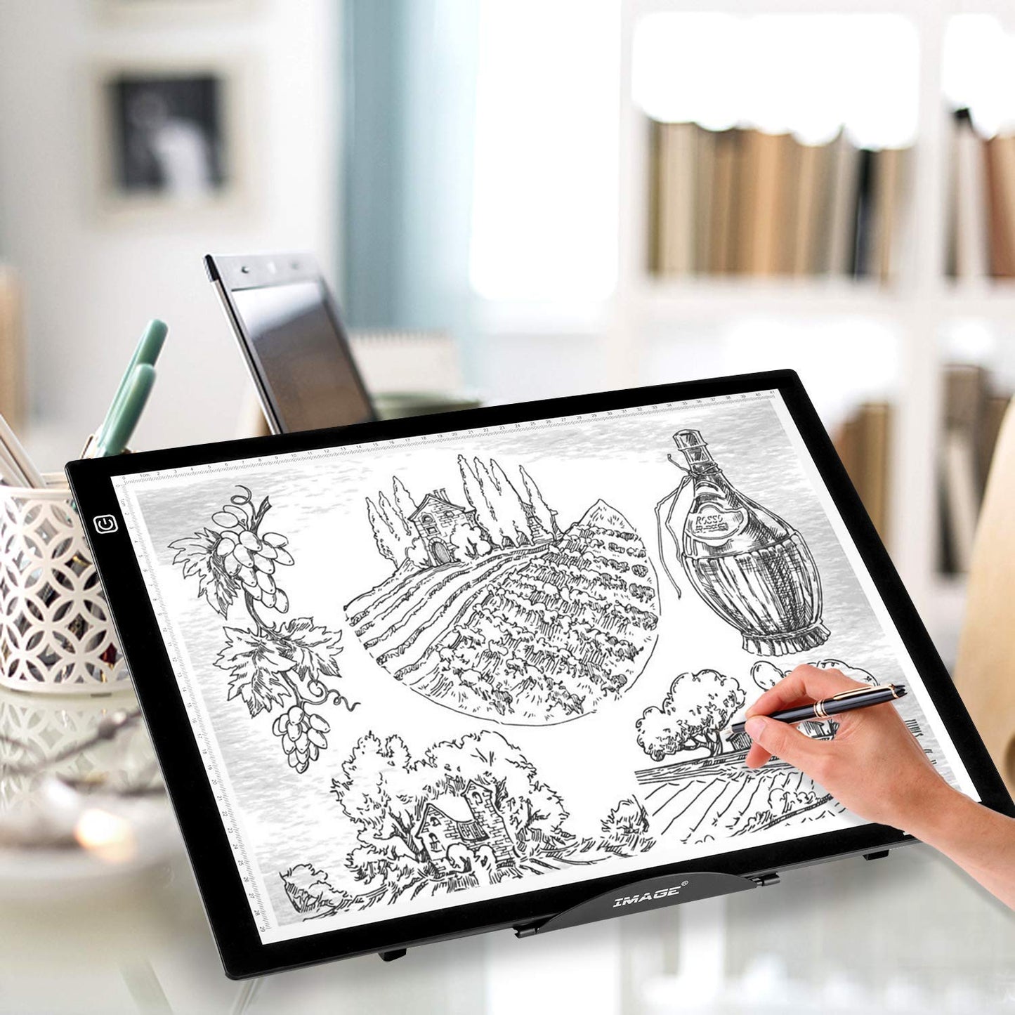 IMAGE Laptop Stand, A3 Large Version Foldable Portable Ventilated Desktop Laptop Stand Holder, Adjustable 12 Angle Points Stand, Compatible with 10" ~ 17" Notebooks, LED Light Box Pad