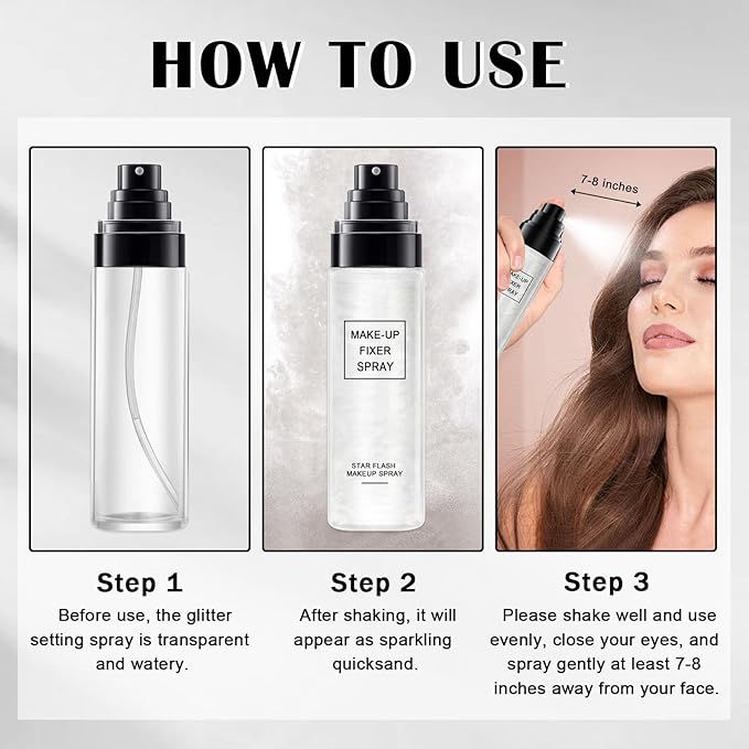 Glow Makeup Setting Spray, Shimmer Dewy Hydrating Setting Spray for Makeup Glowing Long-Lasting Radiant Finish, Lightweight Formula, All-Day Wear, 3.38 Fl Oz