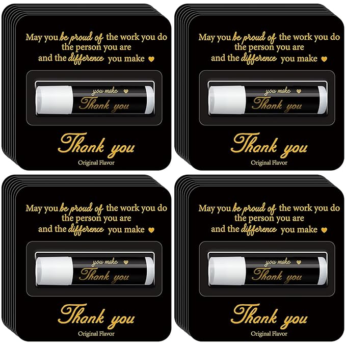 30 Pack Christmas Employee Appreciation Gift Lip Balms Bulk Staff Teacher Team Volunteer Thank You Gift Thanksgiving Christmas Appreciation Party Favor for Women Men(Cool,Black Gold)