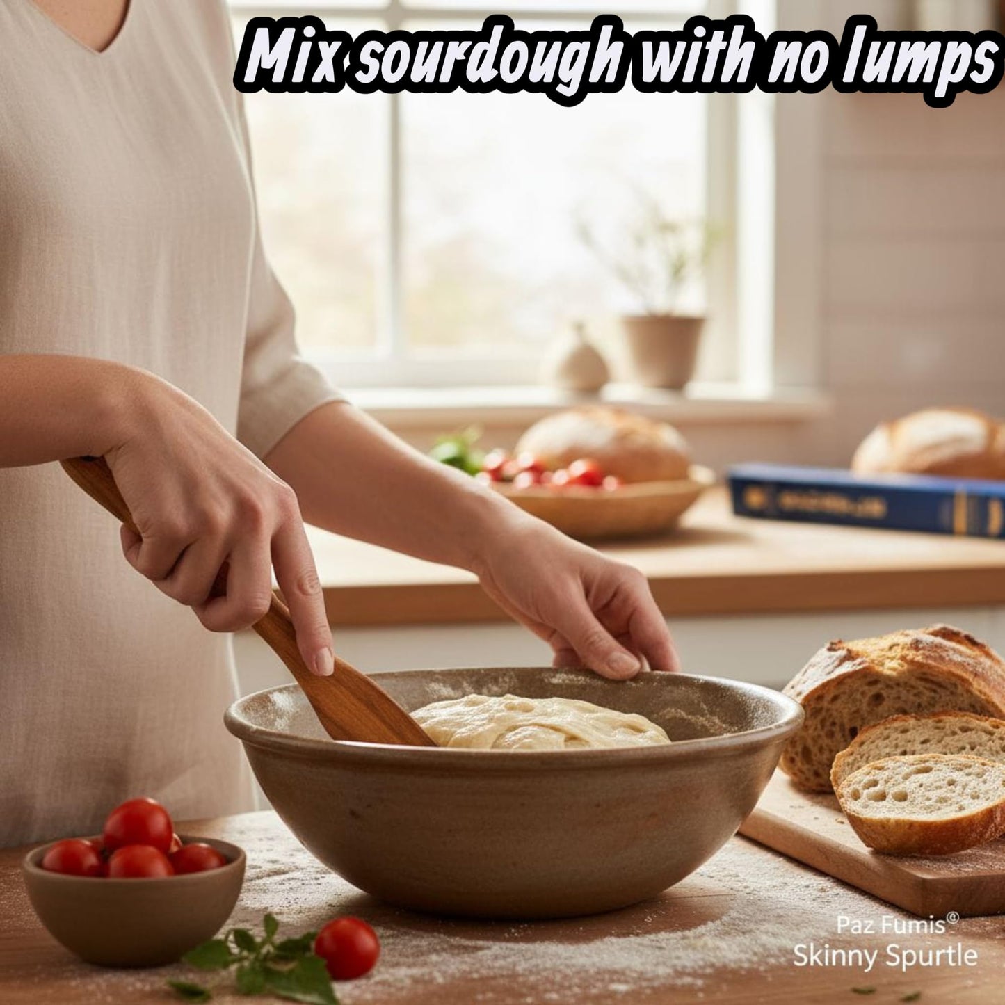 Skinny Spurtle for Sourdough Starter, Spreading, Cooking, Mixing, Reaching Bottom of Jar by Paz Fumis