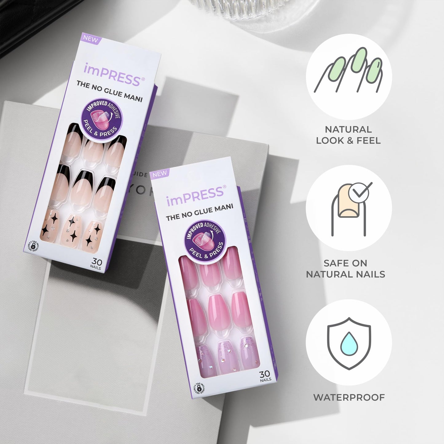 KISS imPRESS Valentine’s Day Press On Nails, ‘Full Heart’, Red, Short Squoval, No Glue Needed, Up to 10-Day Superior Hold, Includes 30 Fake Nails, Prep Pad, Mini Nail File & Manicure Stick