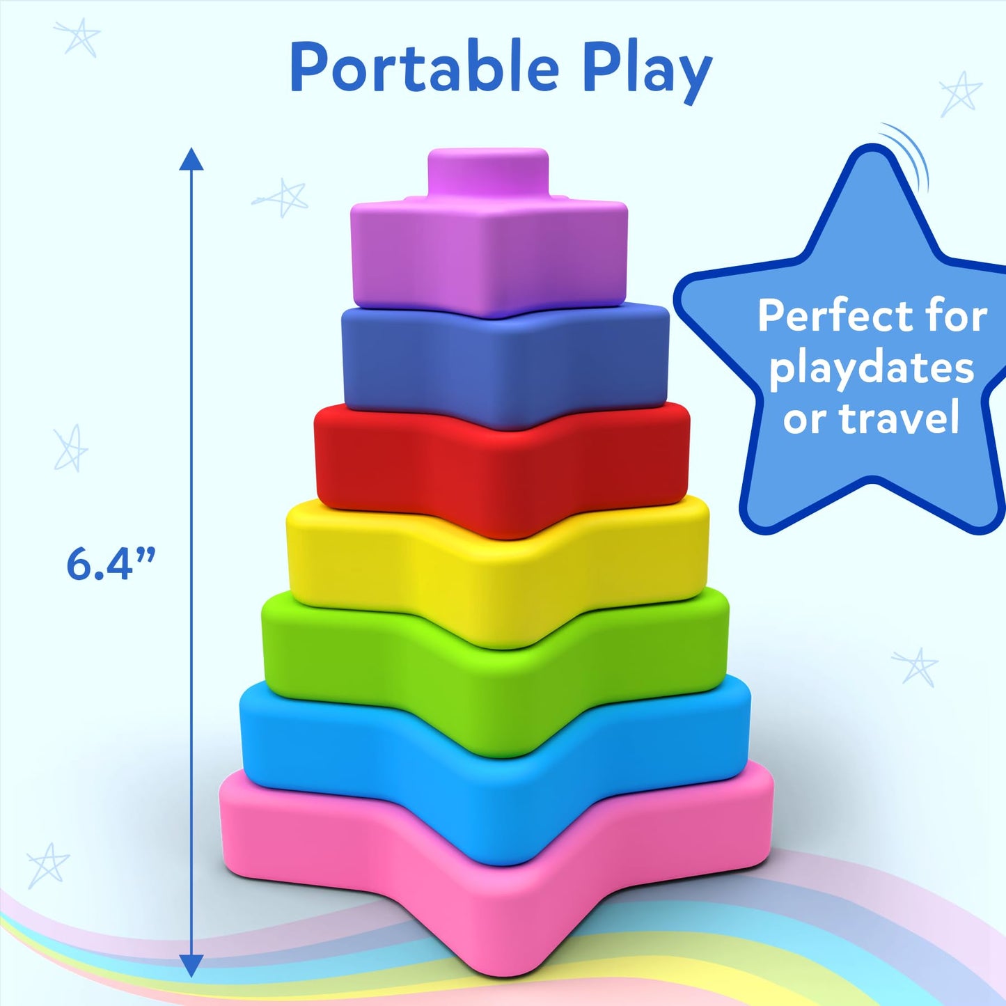 Skillmatics Starry Stacker | Silicone Stacking Toy (Ages 6 months - 3 years)