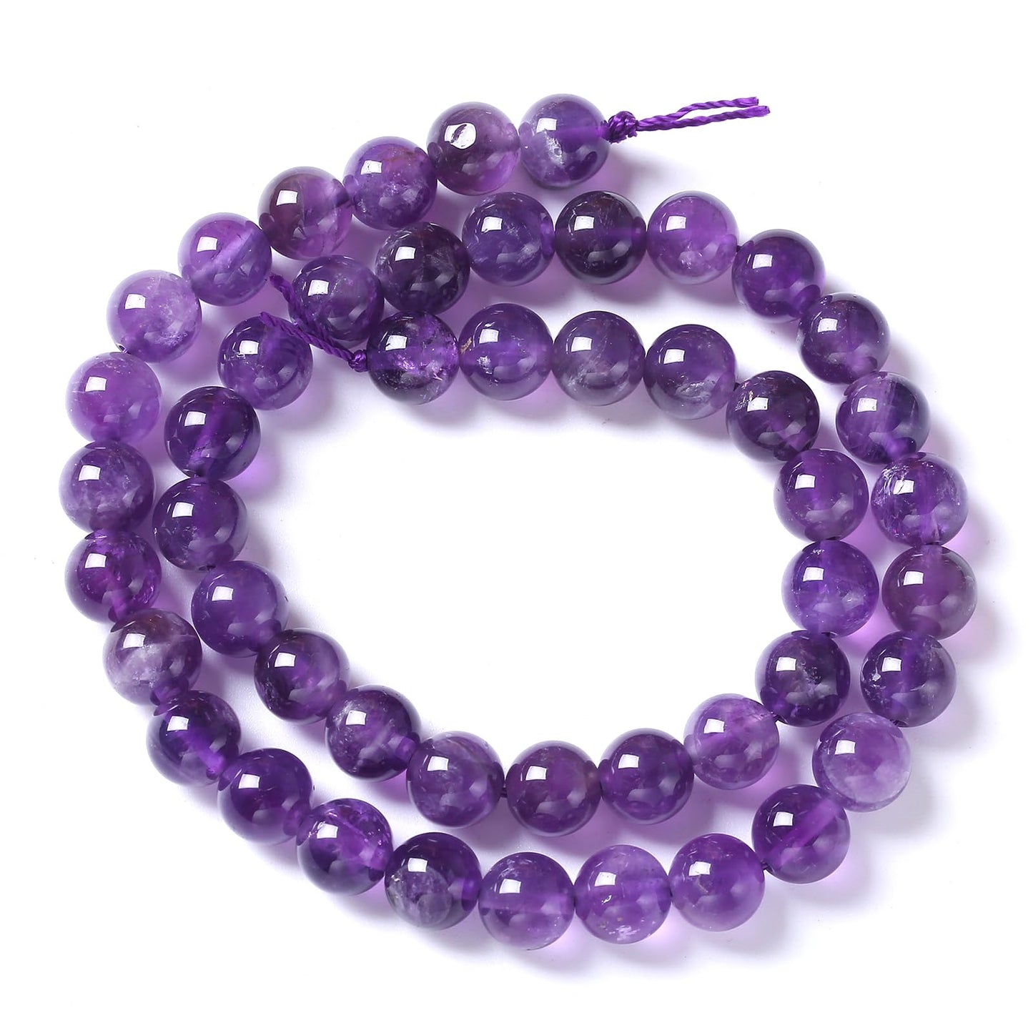 45pcs 8mm AAA Natural Amethyst Beads Crystal Energy Healing Power Stone Beadsfor Jewelry Making DIY Bracelet Necklace Accessories 15"