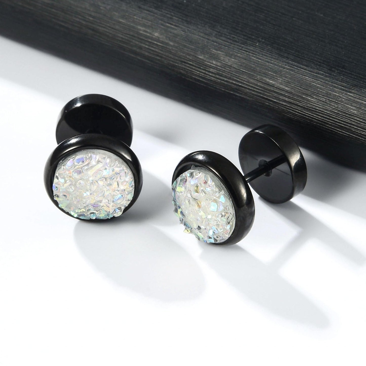 Women Men Flat Back Stud Earrings Non-Nickel Crystal Stone Earrings Titanium Stainless Steel Hypoallergenic Cartilage Earrings Stud for Sensitive Ears