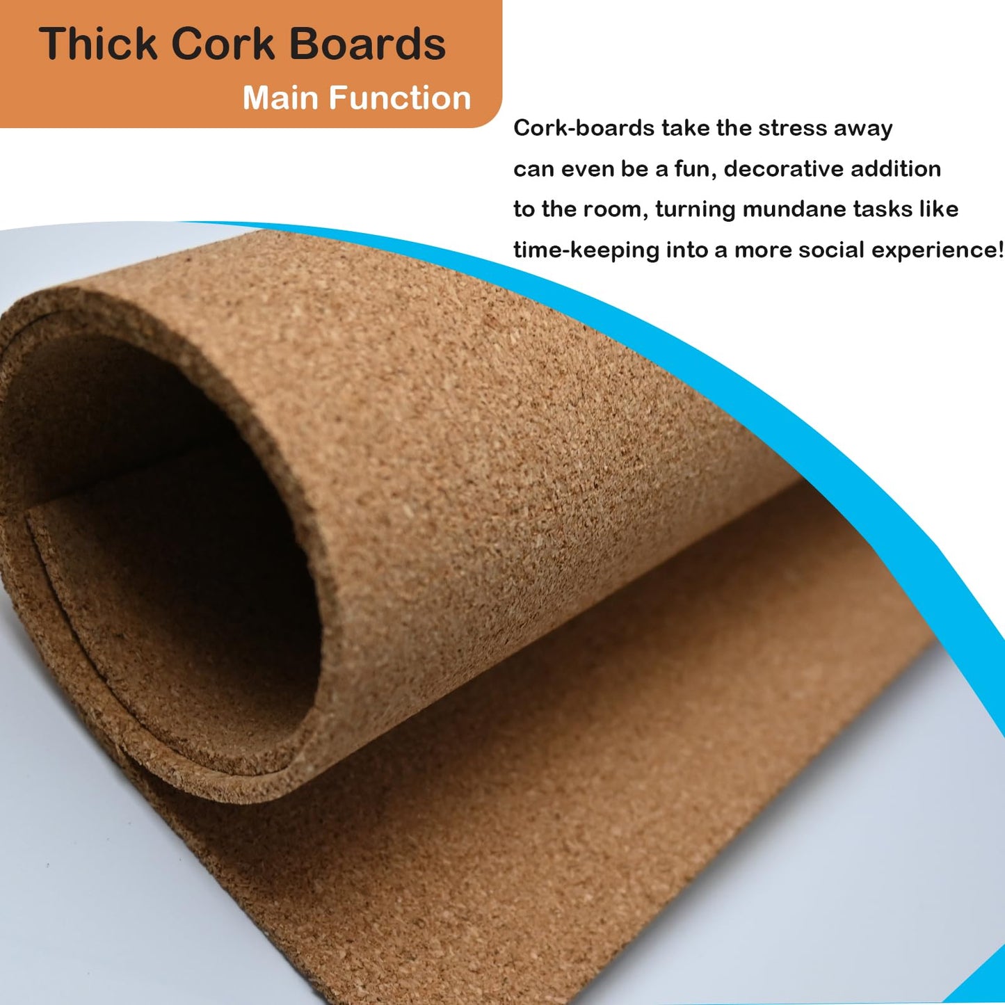 15.8"x19.7"(40x50cm) Cork Board Roll, 1/8" (3mm) Thick Cork Boards for Walls, Ideal for Office, Home, School