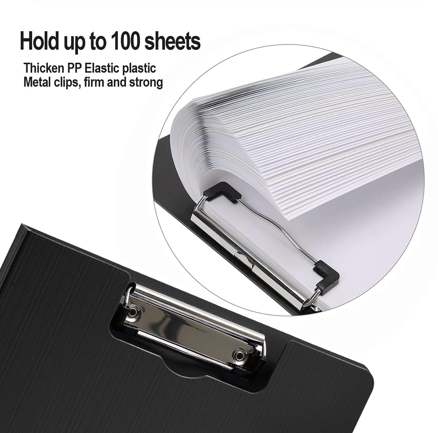 MUYICS Foldable Clipboard, 5 Pack A4 Clipboard Folder with Pocket, File Cover Office Folder Clipboards, 360 Degree Foldable Binder Clipboards for Office, School or Medical Field, Black