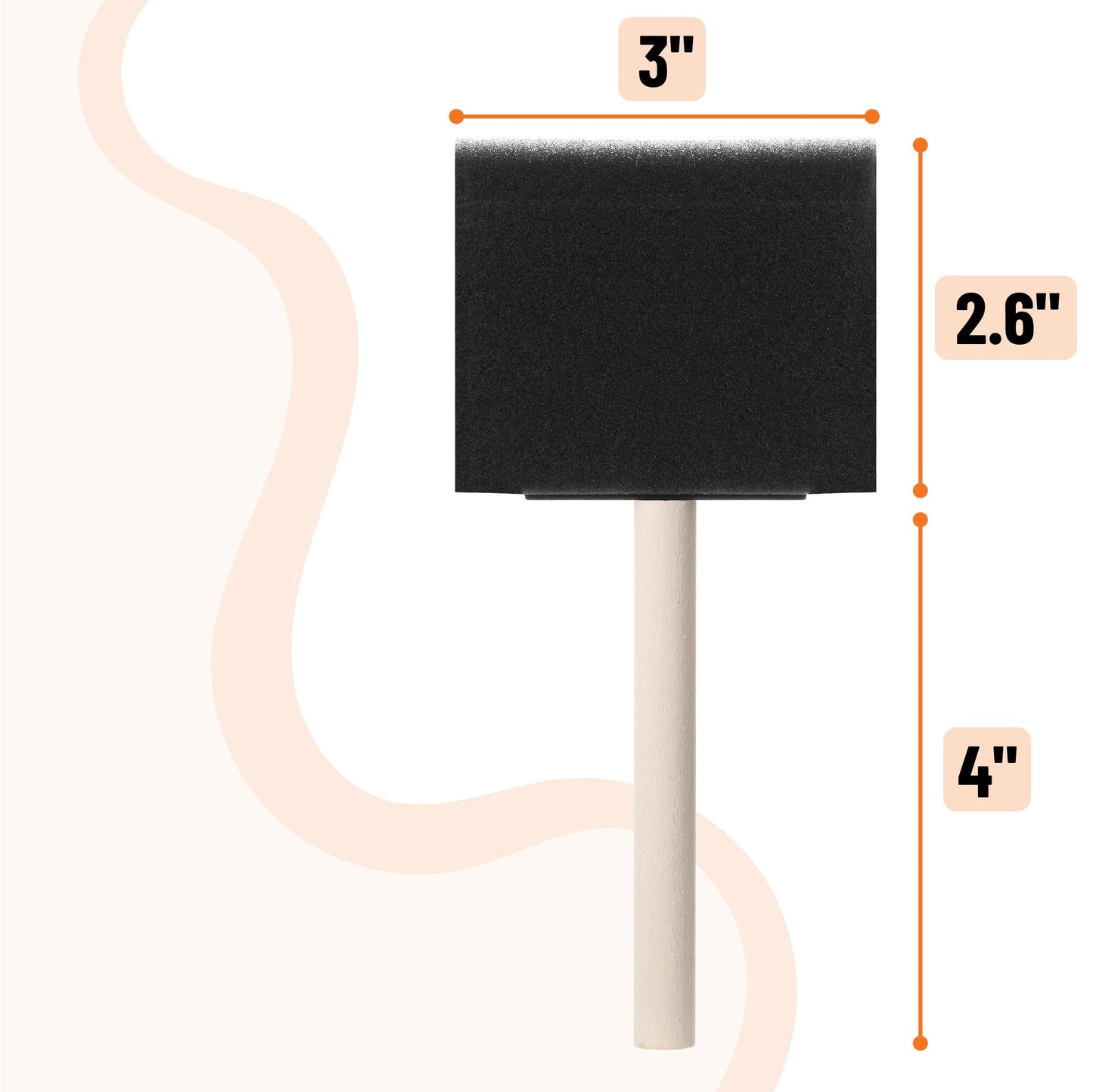 Bates- Foam Paint Brushes, 3-Inch, 36 Pack, Wooden Handle, Sponge Brushes for Painting, Staining, Varnishes, Gluing and DIY Craft Projects on Wood, Metal & More