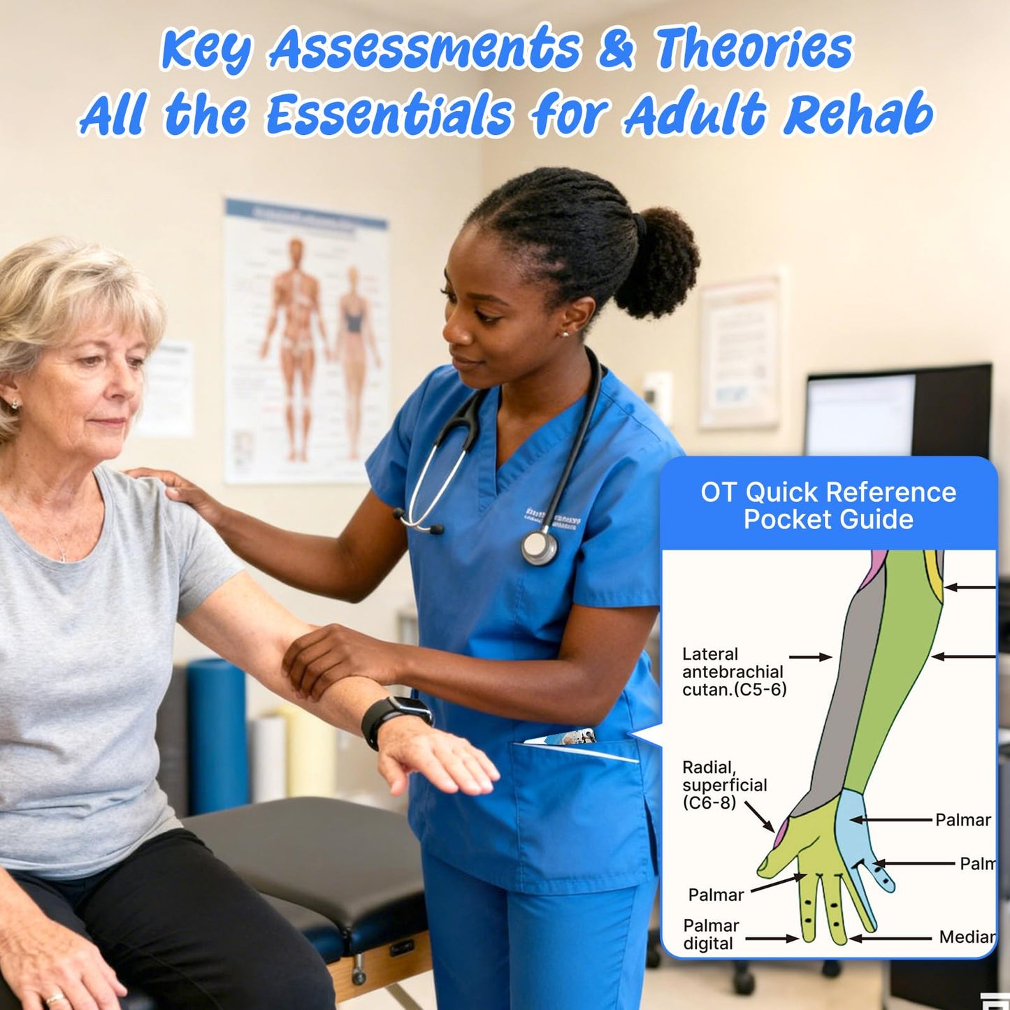OCQOTAT Occupational Therapy Reference Set -General Adult Rehab Quick Pocket Guide, Occupational Therapy Tools Must-Have Gifts for Therapist,Students 3"×5"(32 Pages)