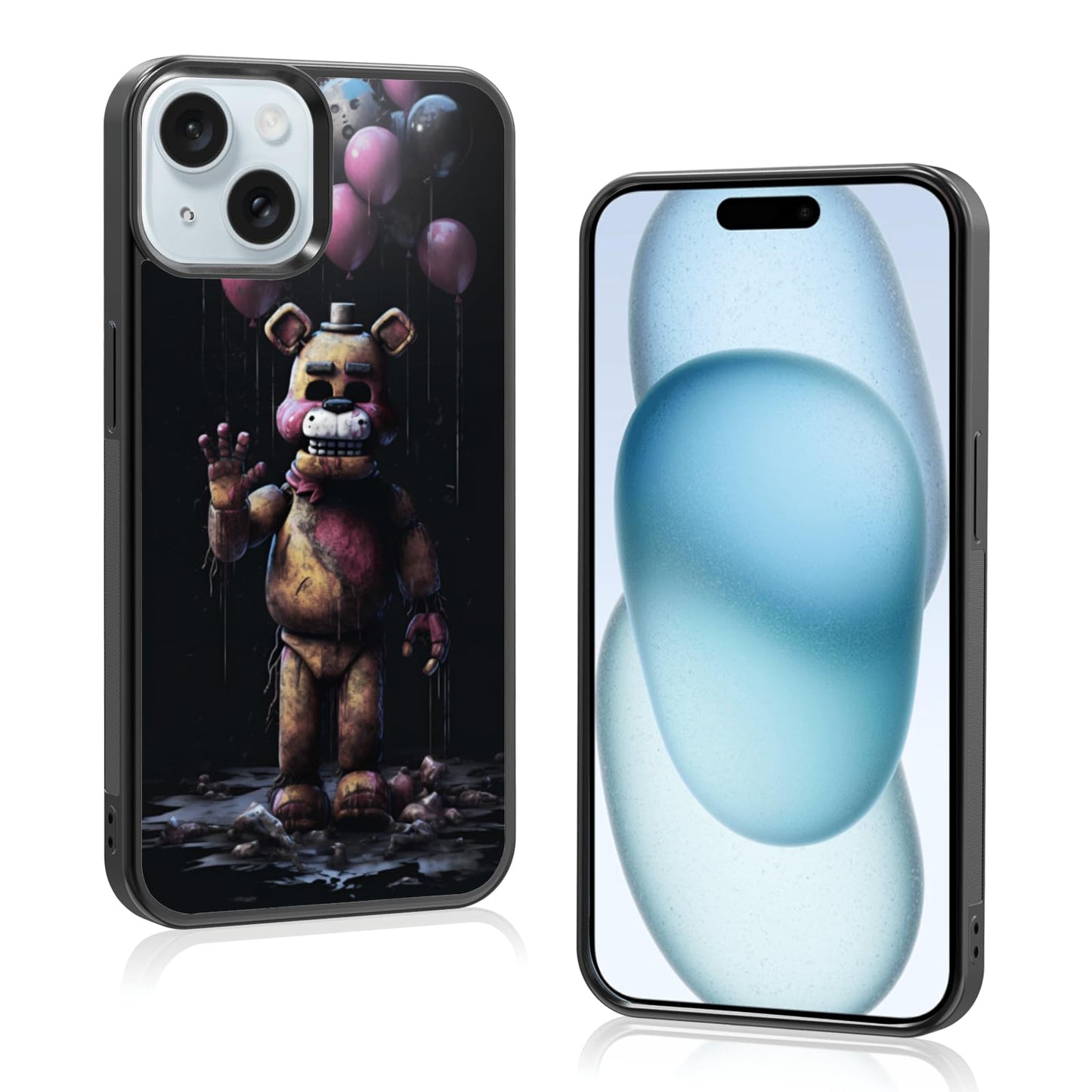 MMYAJT Black Cute Phone Case Fit for iPhone 15, TPU Shockproof Protective iPhone Case Horror Video Game Phone Cover Gift for Boy Girl Men Women